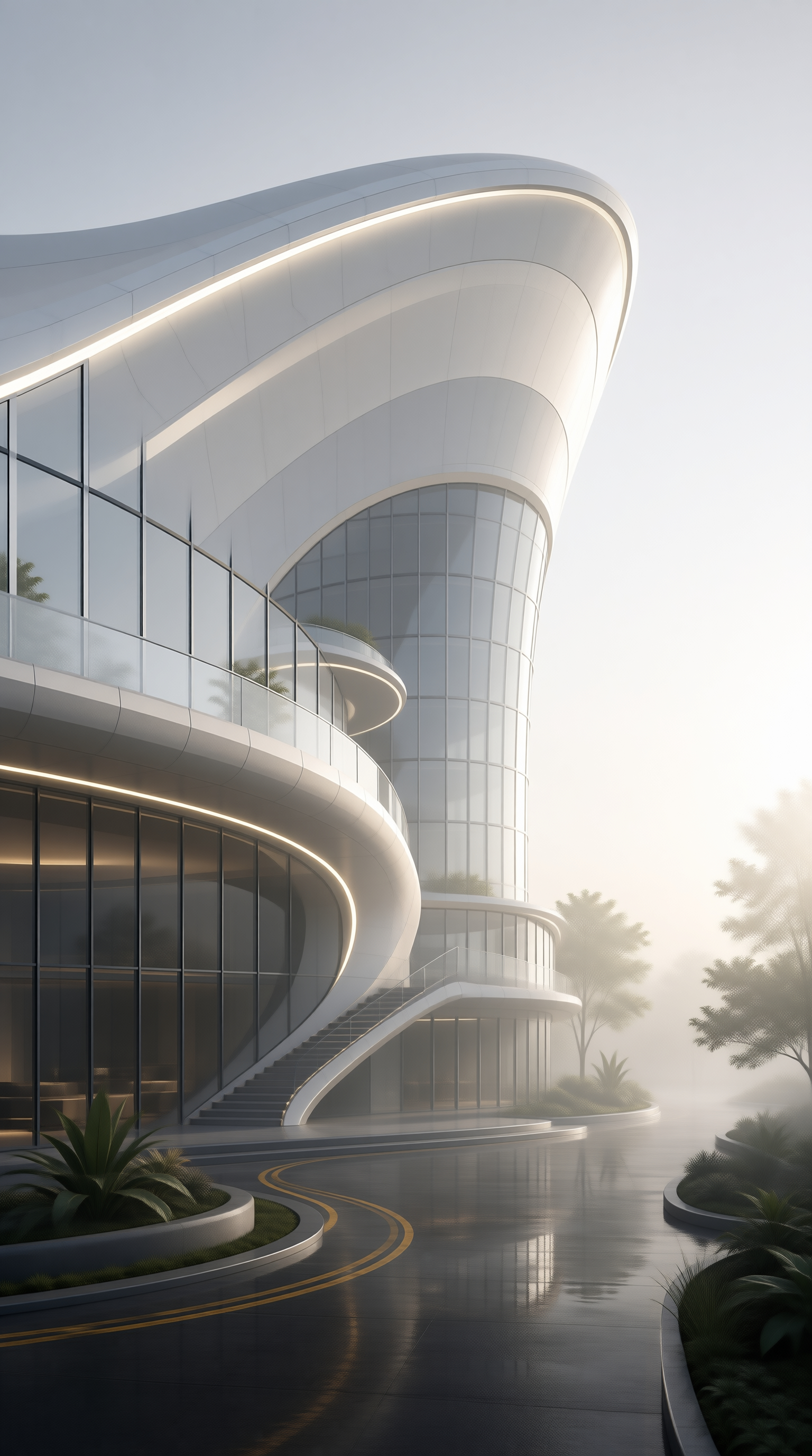 Modern White Curved Building
