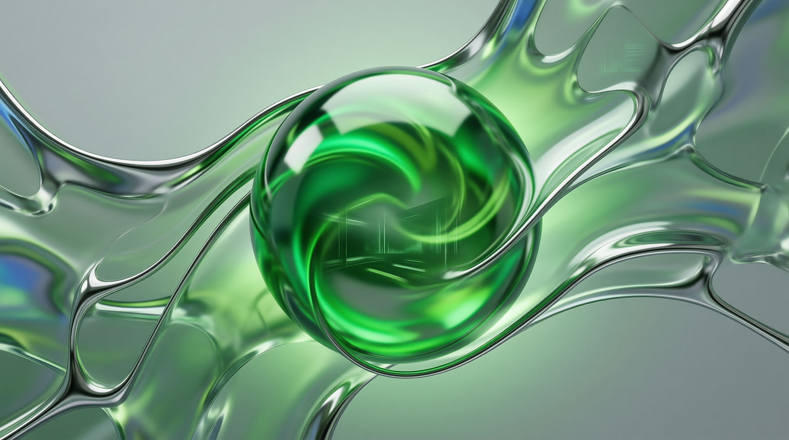 Abstract Green Fluid Art