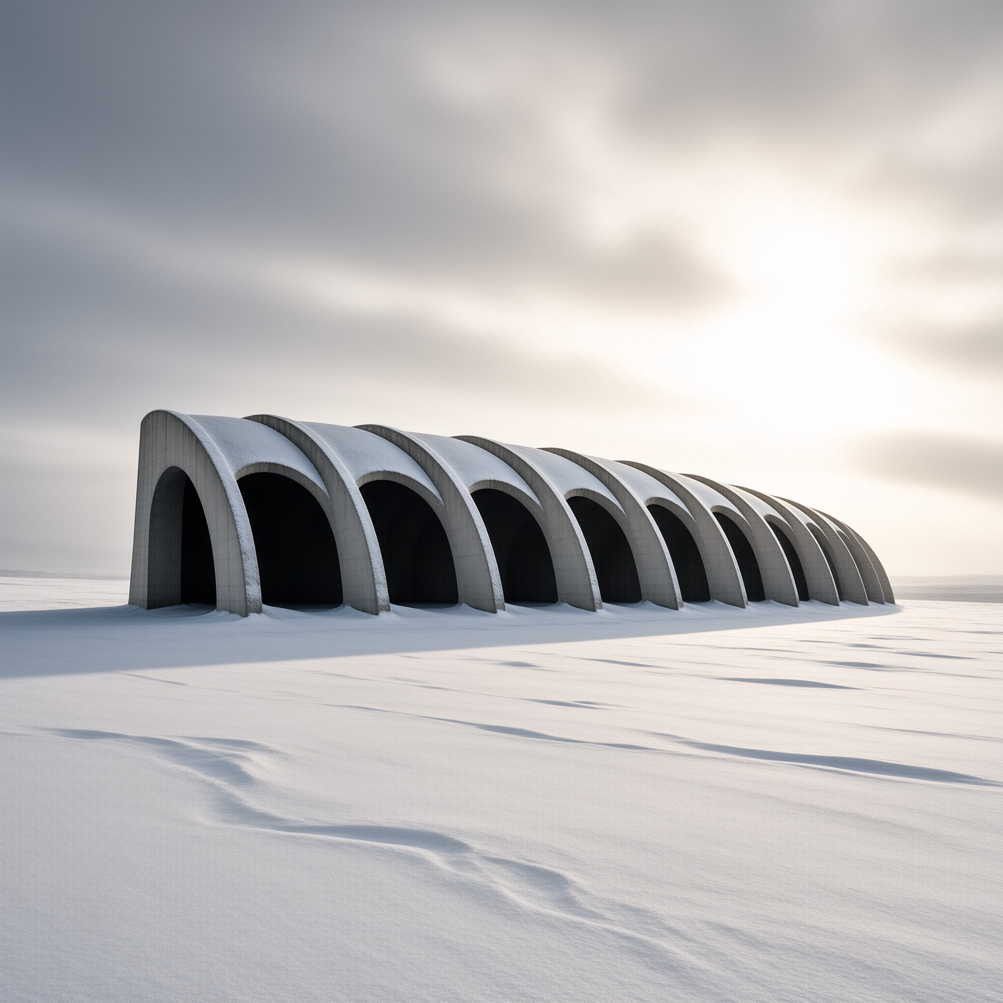Concrete Arches in Snowfield