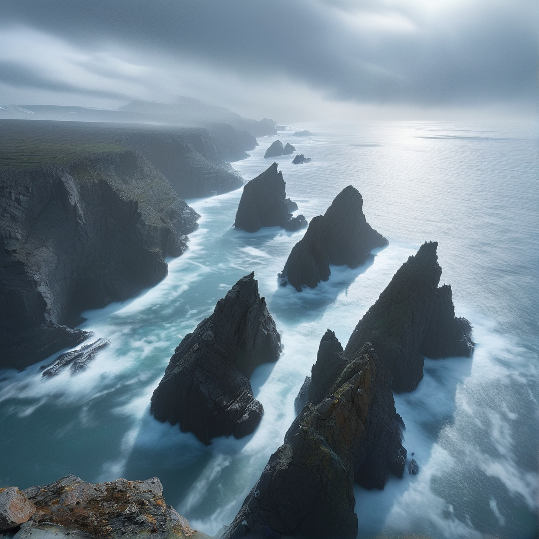 Misty Coastal Cliffs