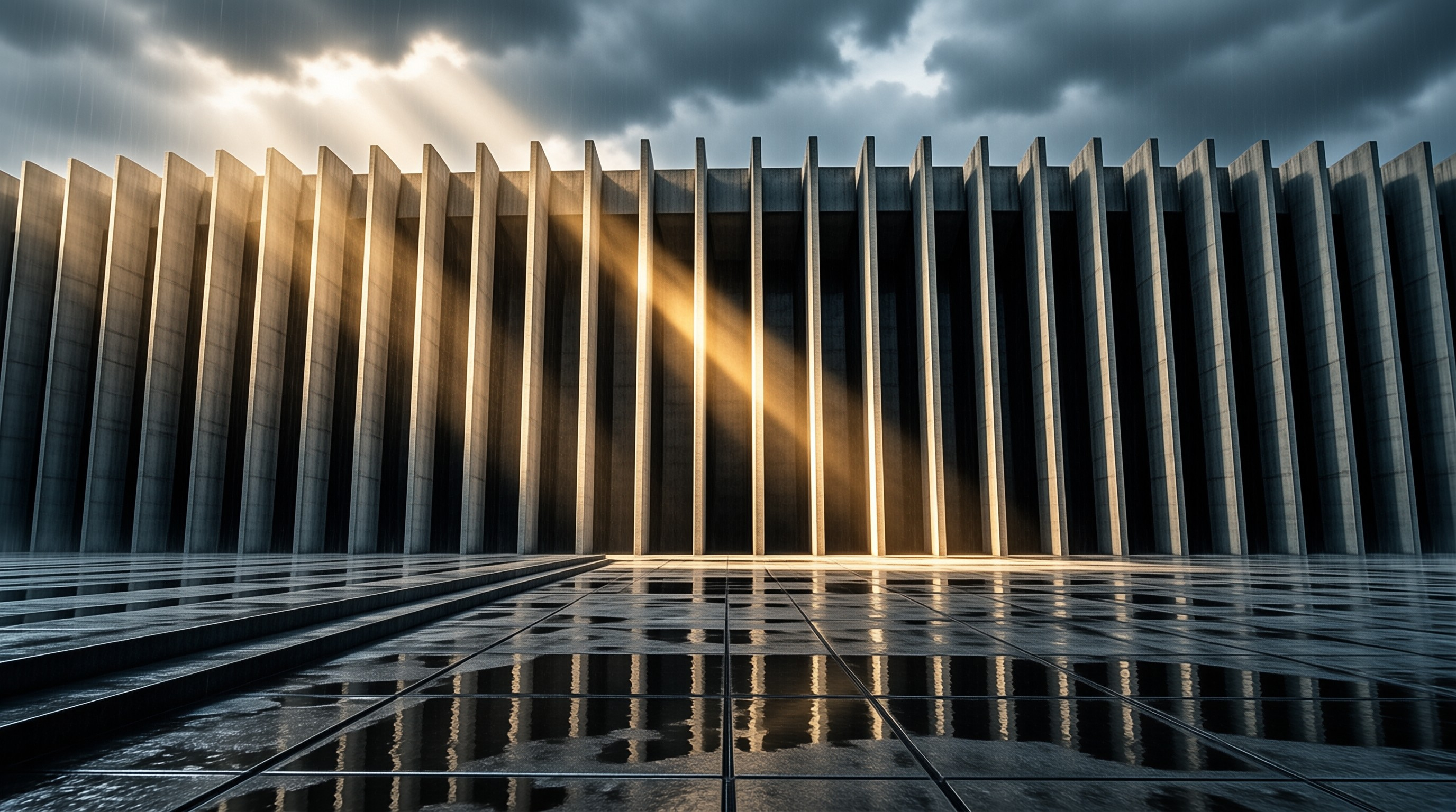 Sunlight on Concrete Slats