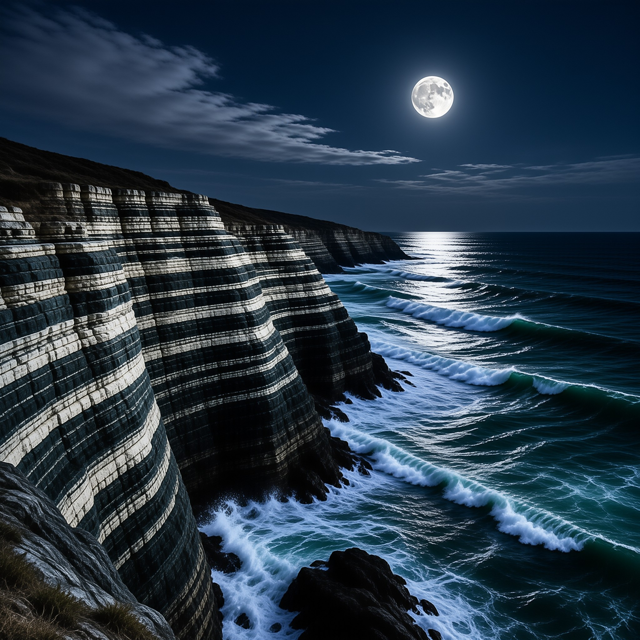 Moonlit Coastal Cliffs