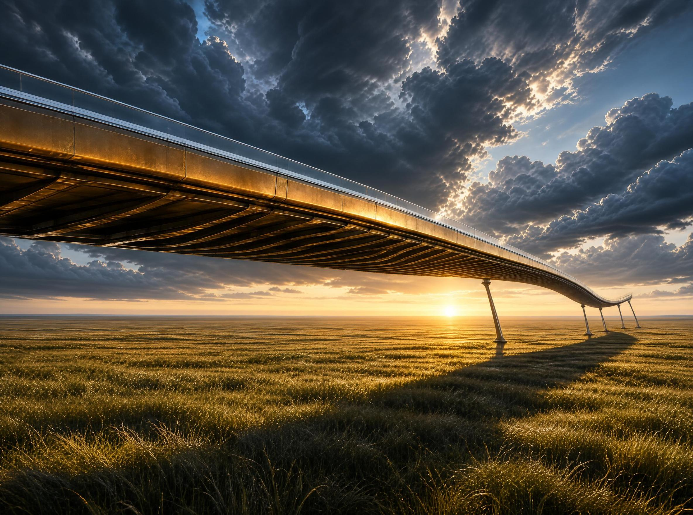 Modern Bridge Over Prairie