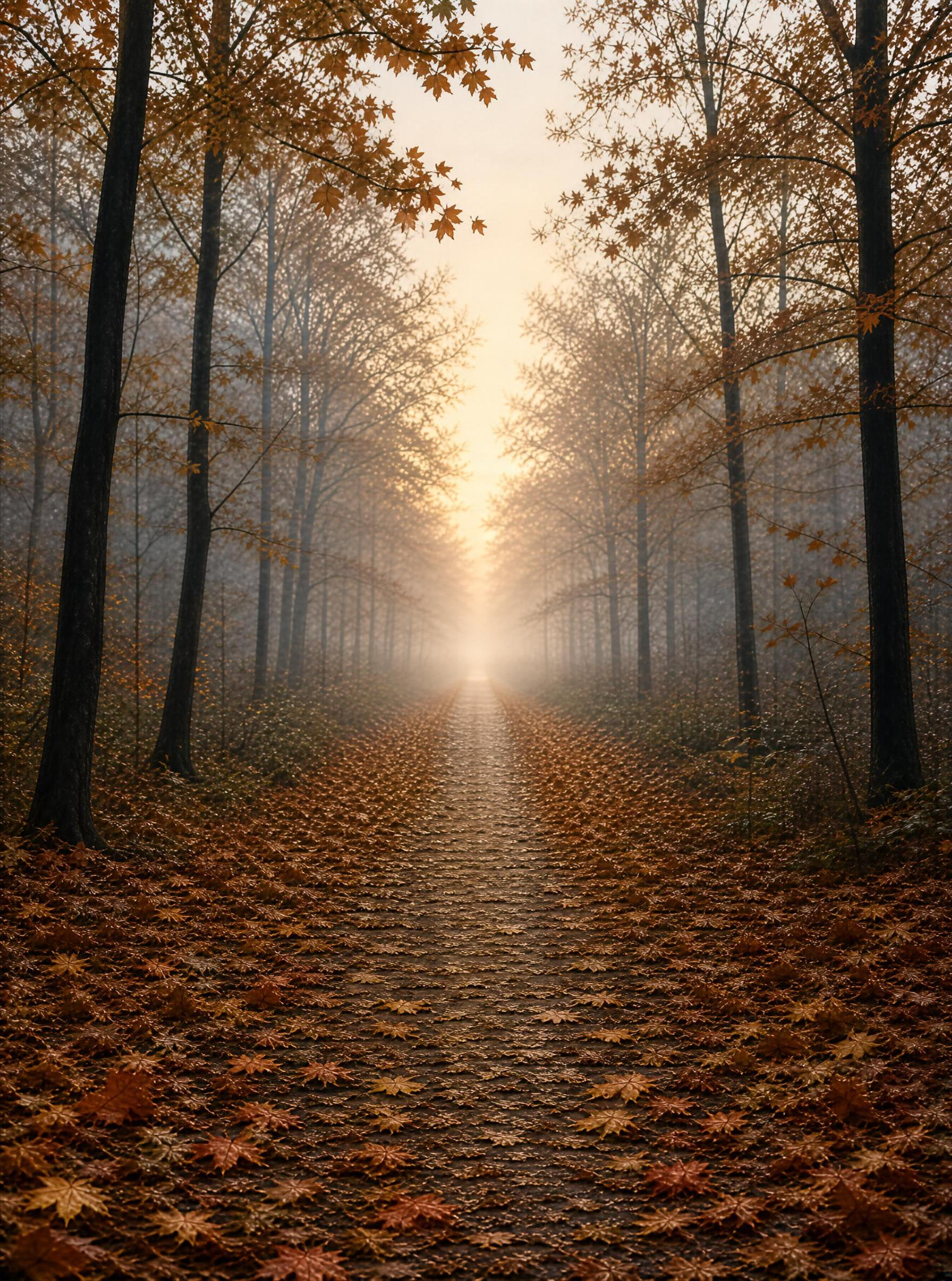 Autumn Forest Path with Golden Light