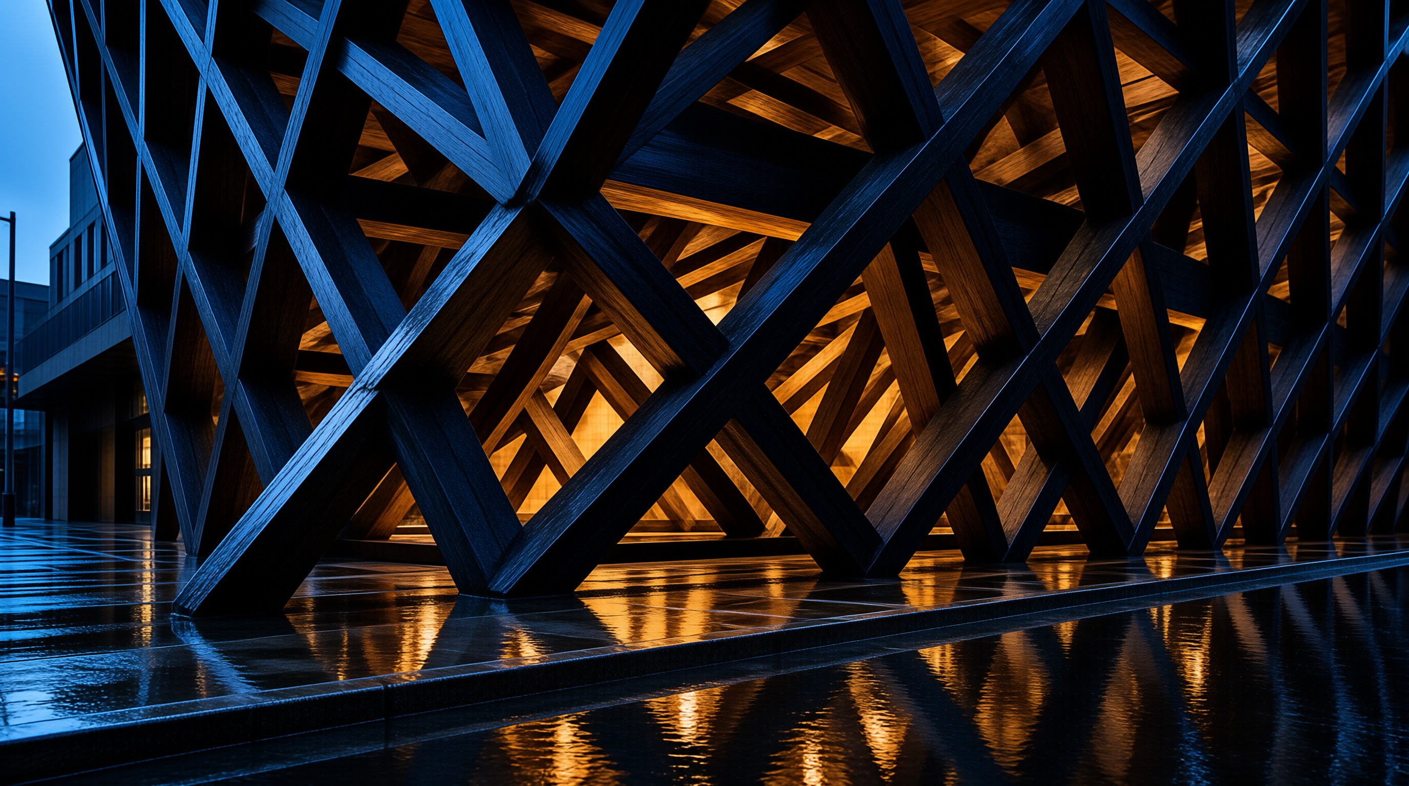 Illuminated Wooden Lattice