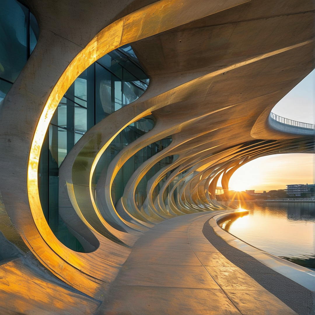 Curved Concrete at Sunset