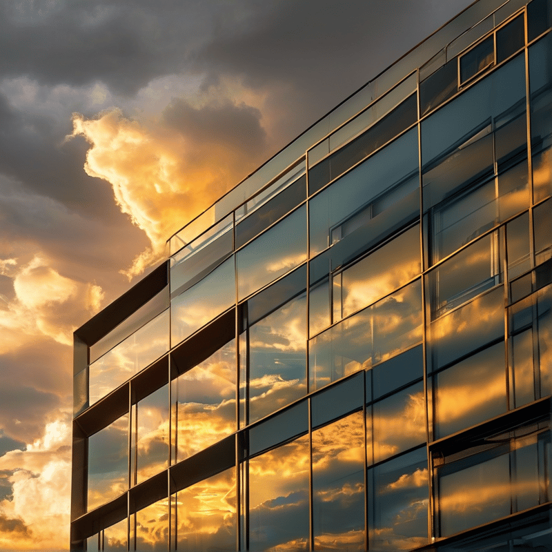 Sunset Reflection on Glass