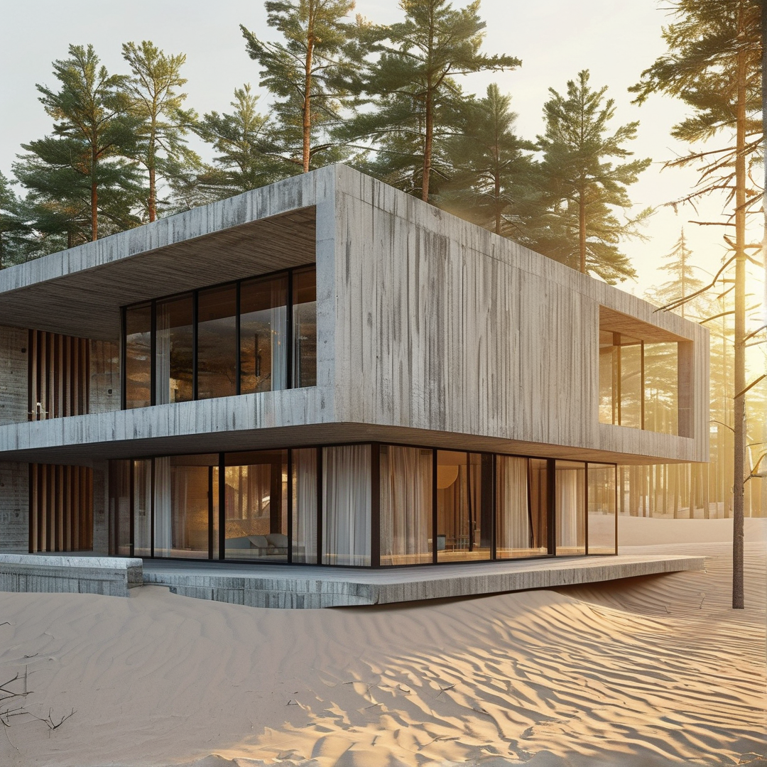 Modern Concrete Villa in Sand