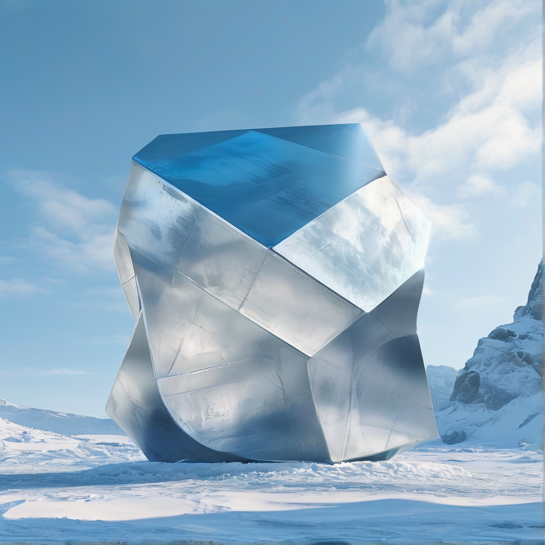 Metallic Sculpture in Snow