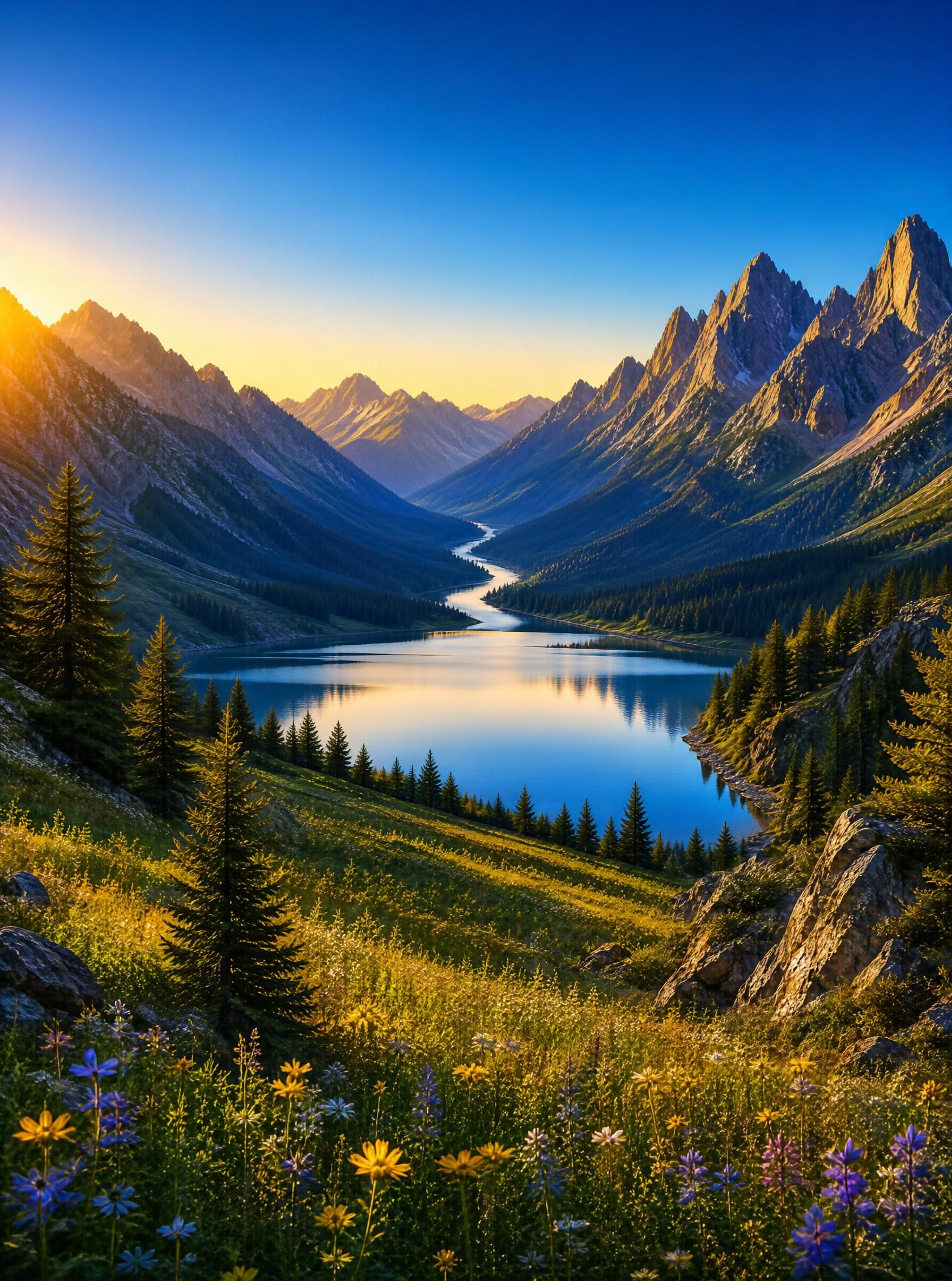 Mountain Valley Lake at Sunrise