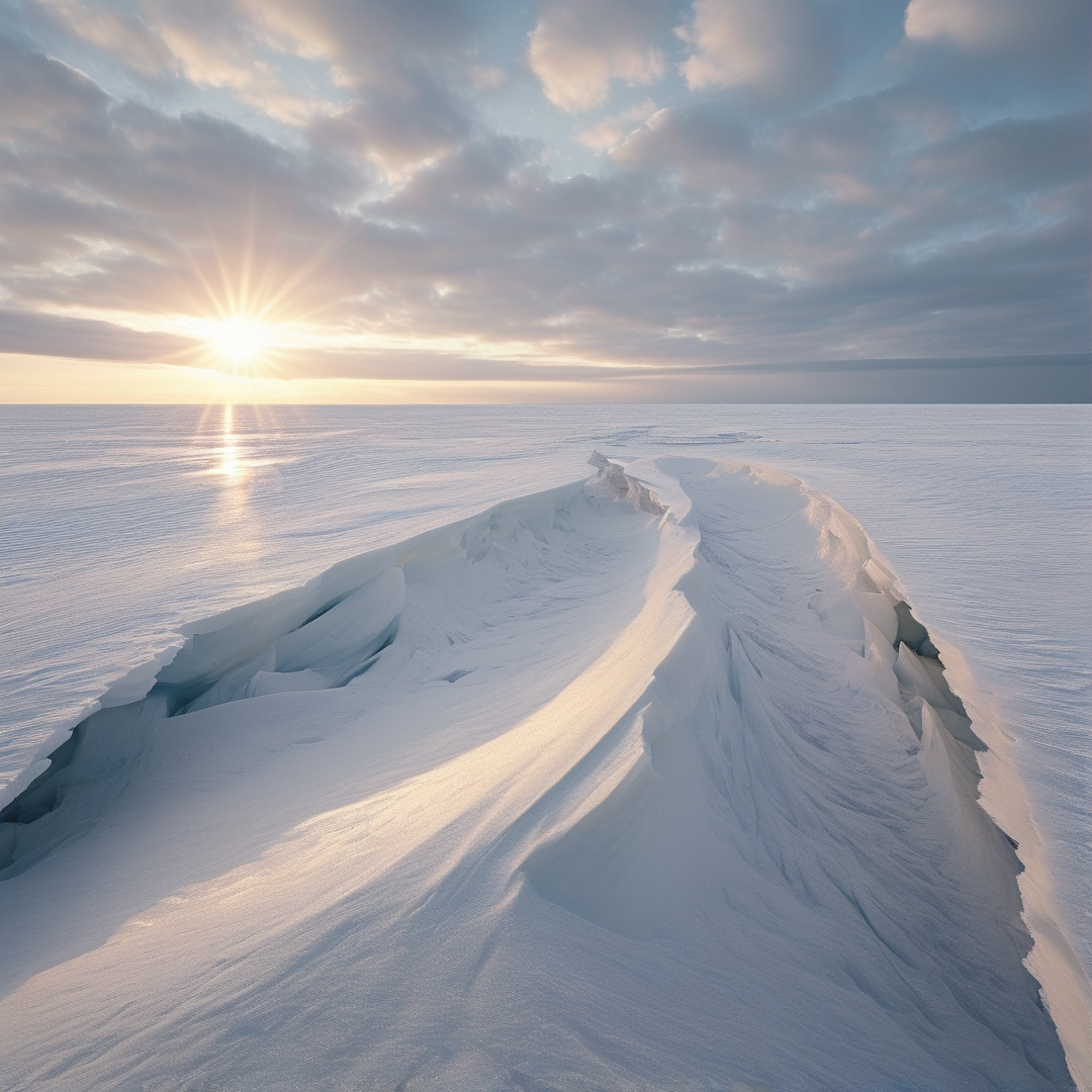 Arctic Ice Ridge at Sunset
