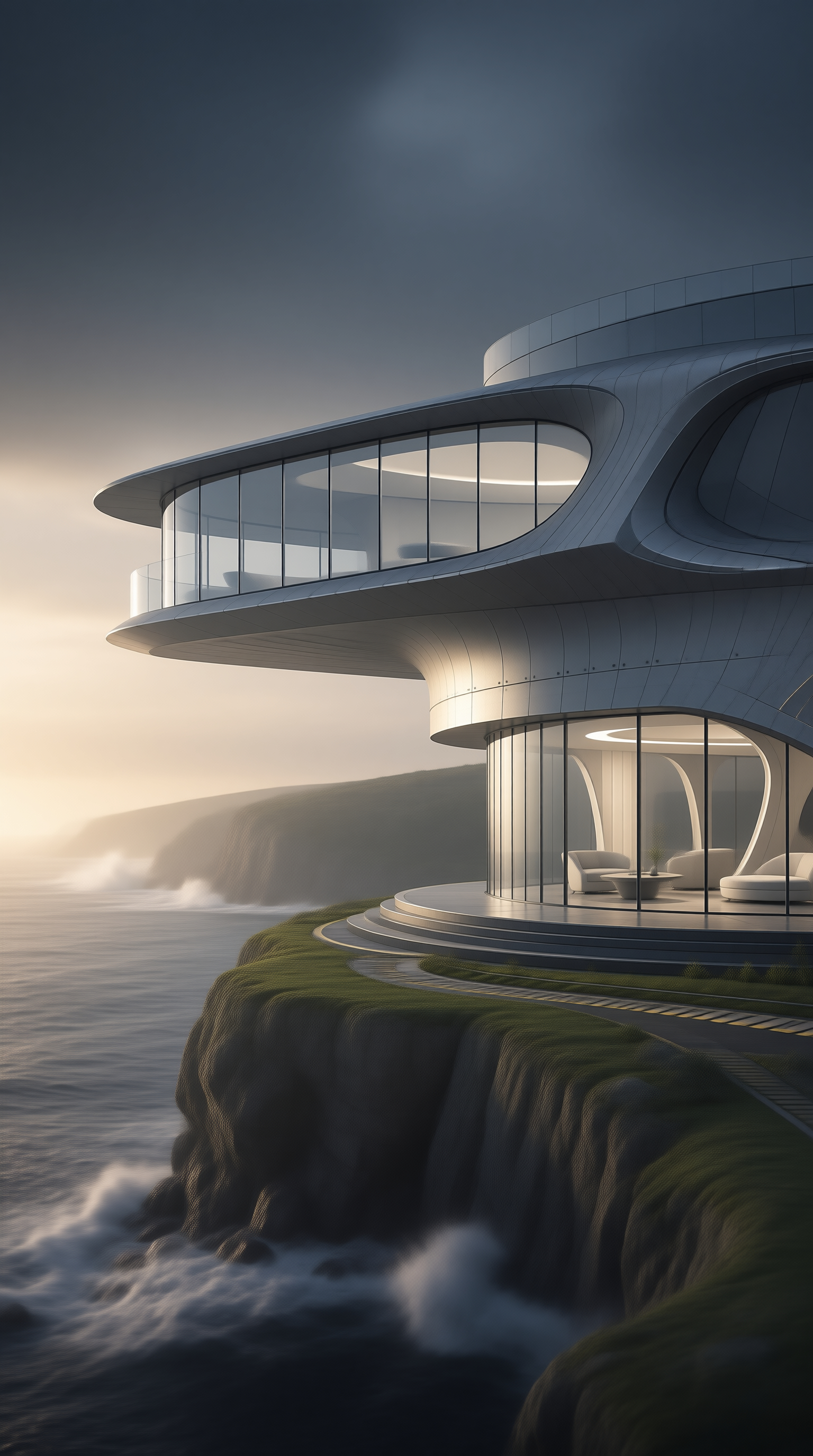 Futuristic Cliffside Building