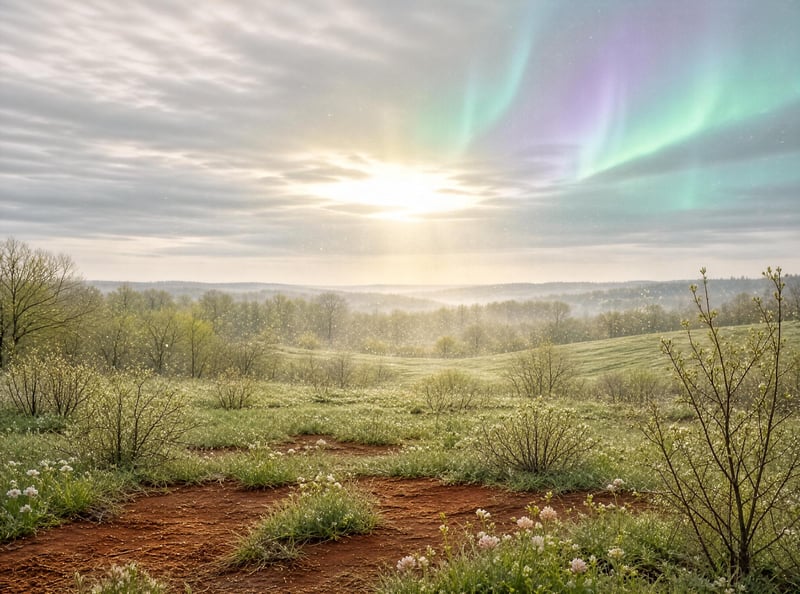 Aurora Borealis over Landscape