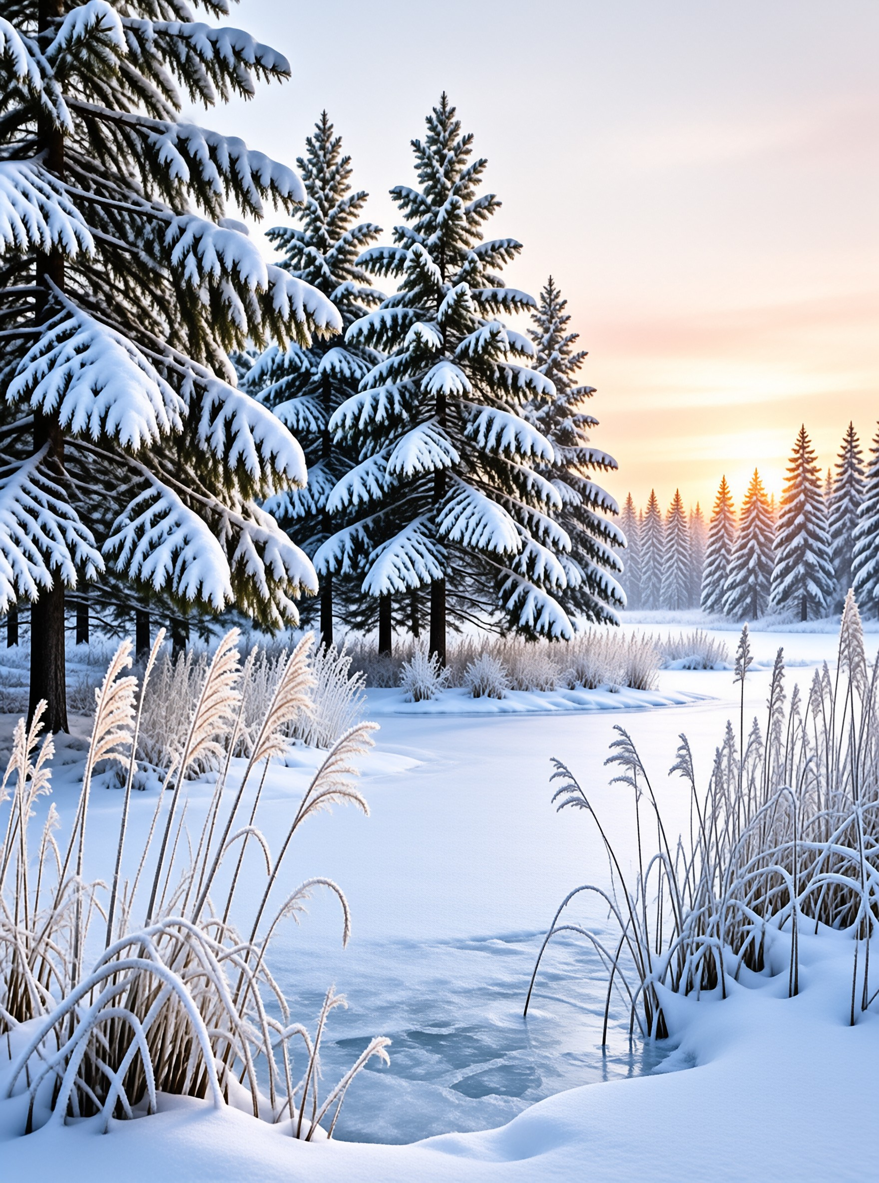 Winter Landscape with Snow