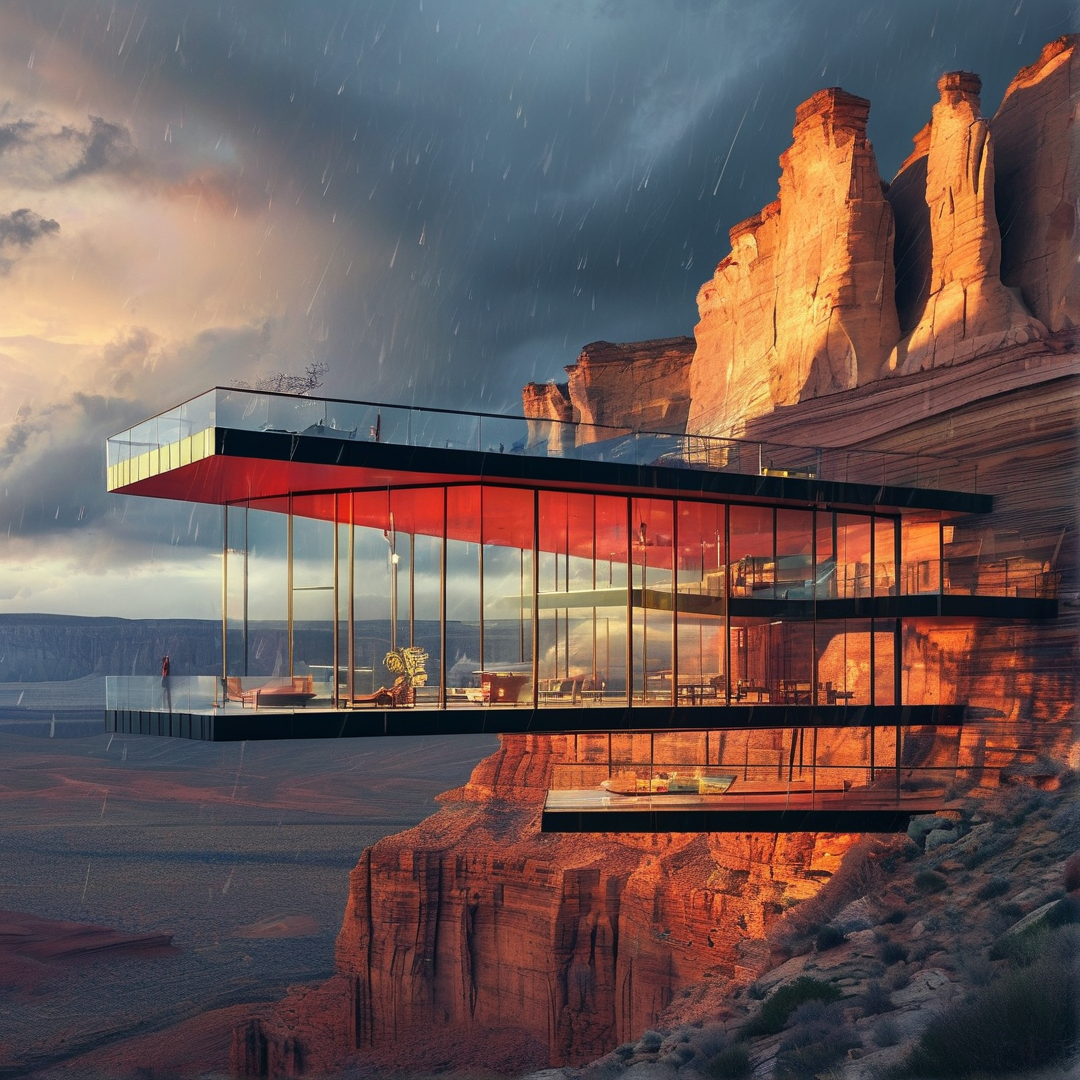 Modern Glass Cliffside Villa