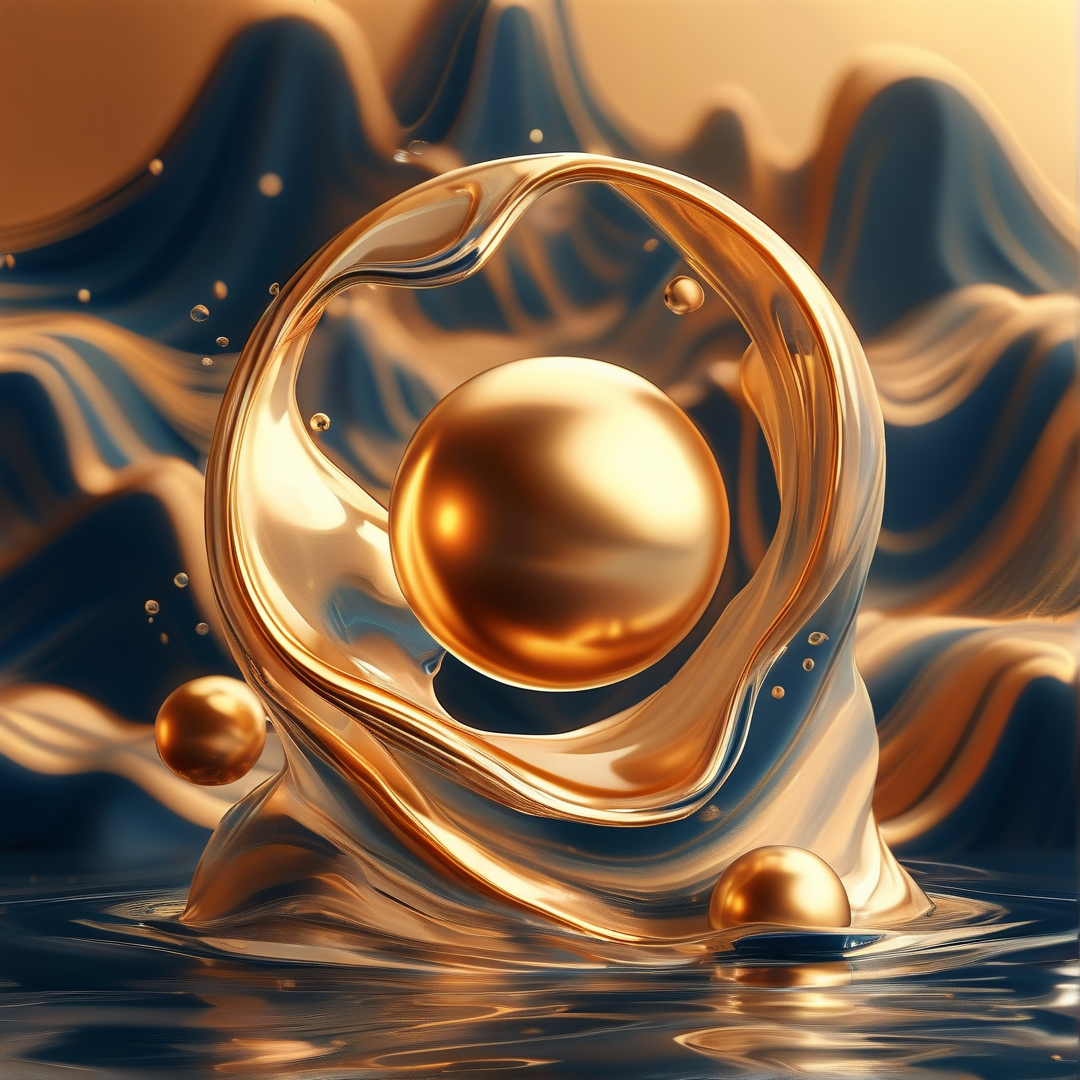 Golden Liquid Sphere Art