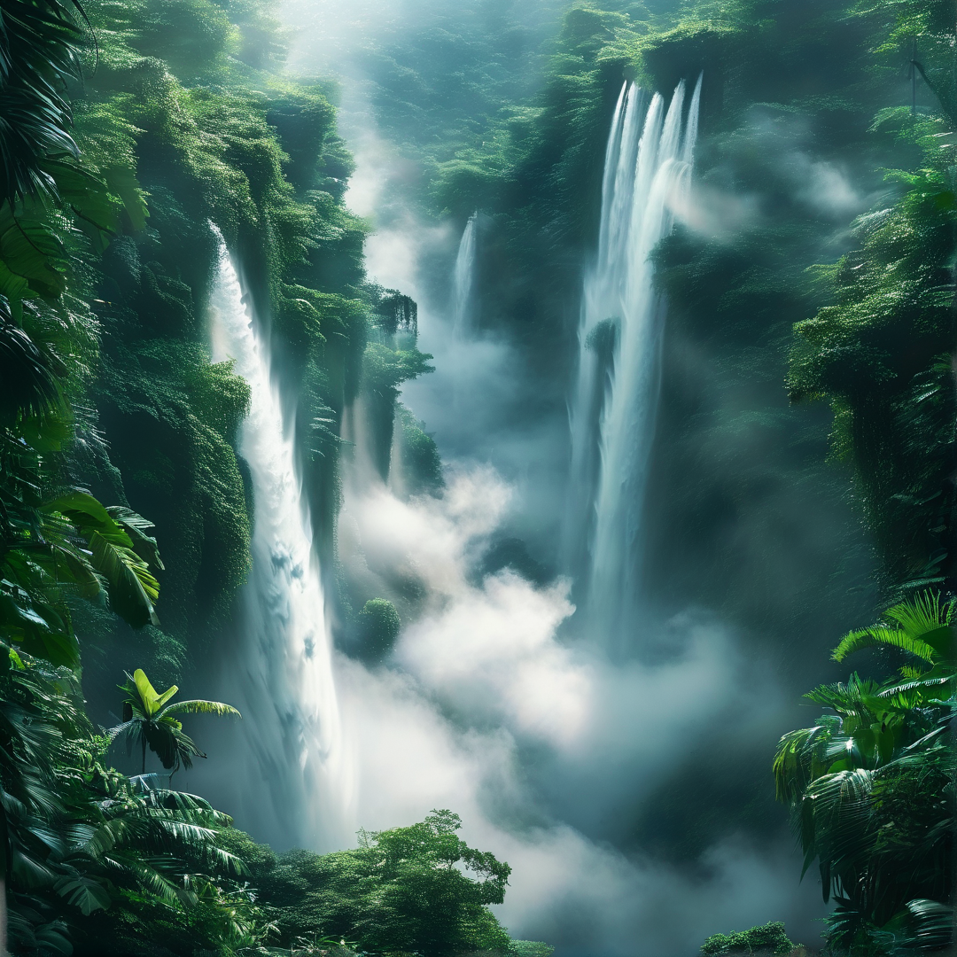Misty Jungle Waterfalls
