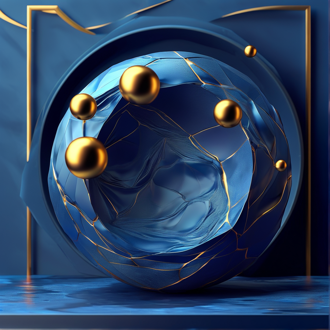 Blue and Gold Abstract Sculpture