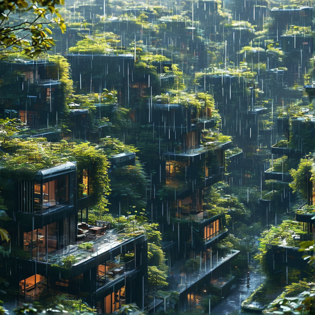 Rainy Vertical Garden City