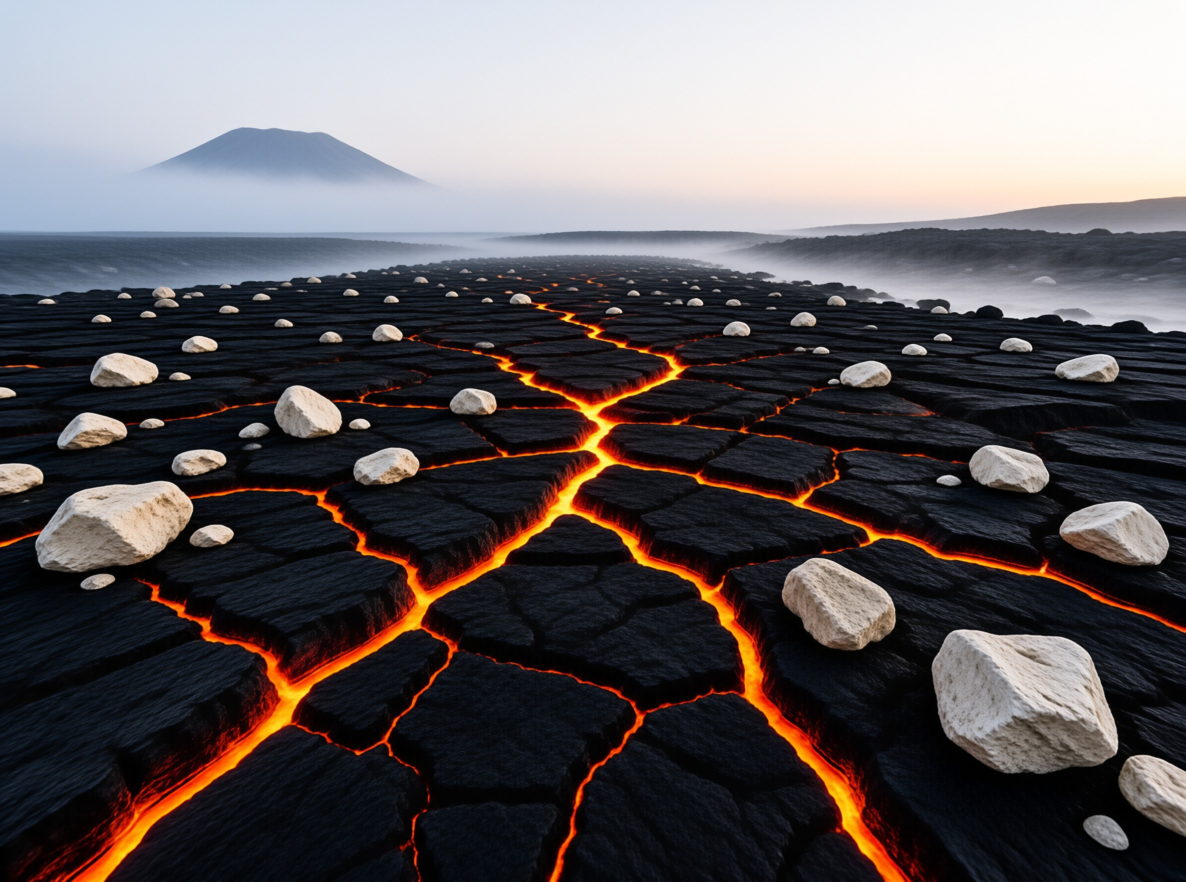Cracked Lava Flow Landscape