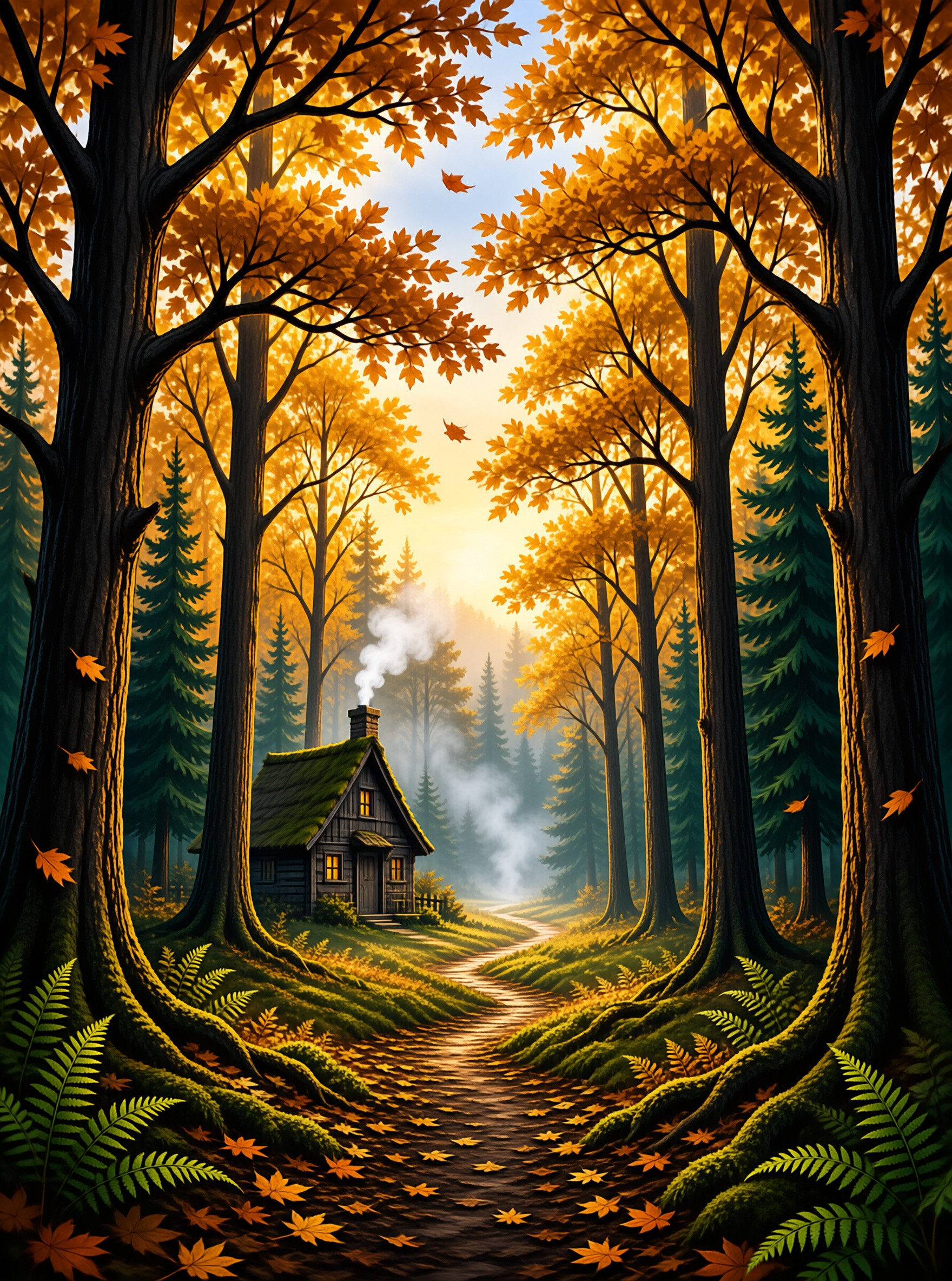 Cozy Autumn Forest Cabin