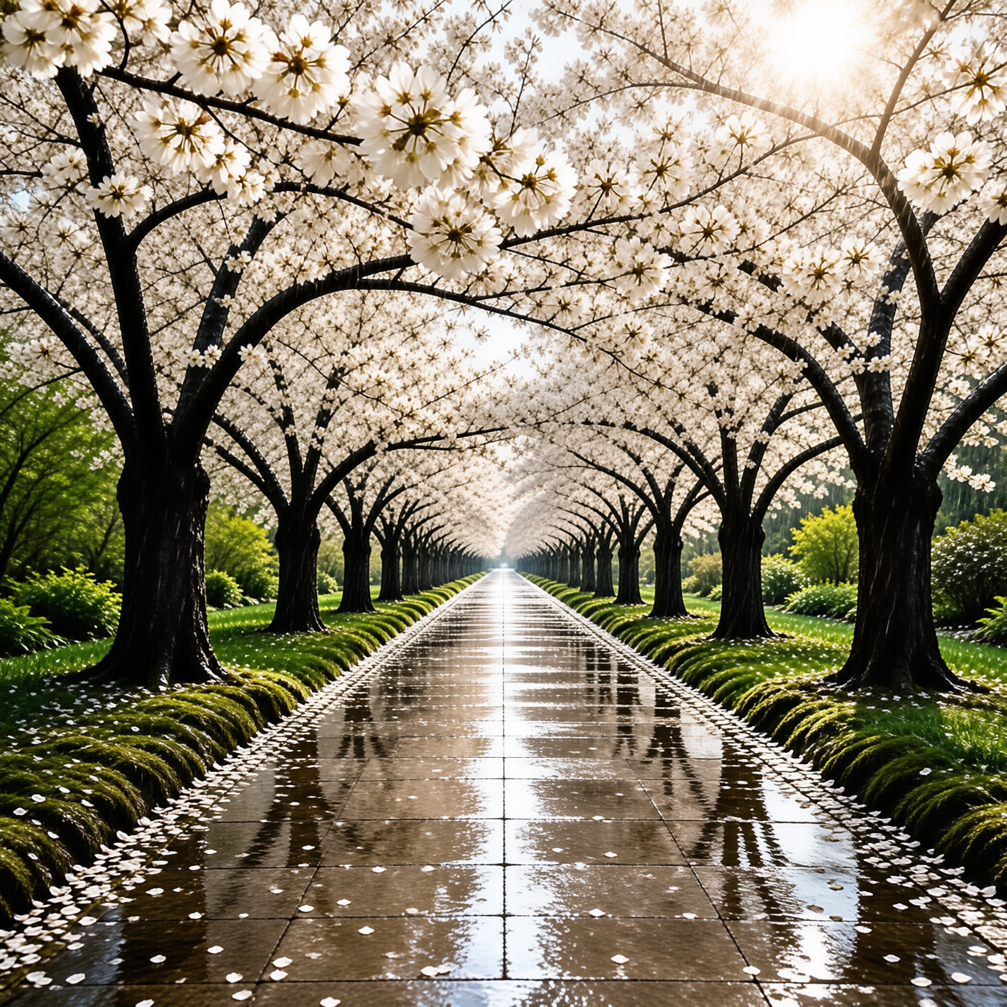 Blossoming Tree Tunnel Path