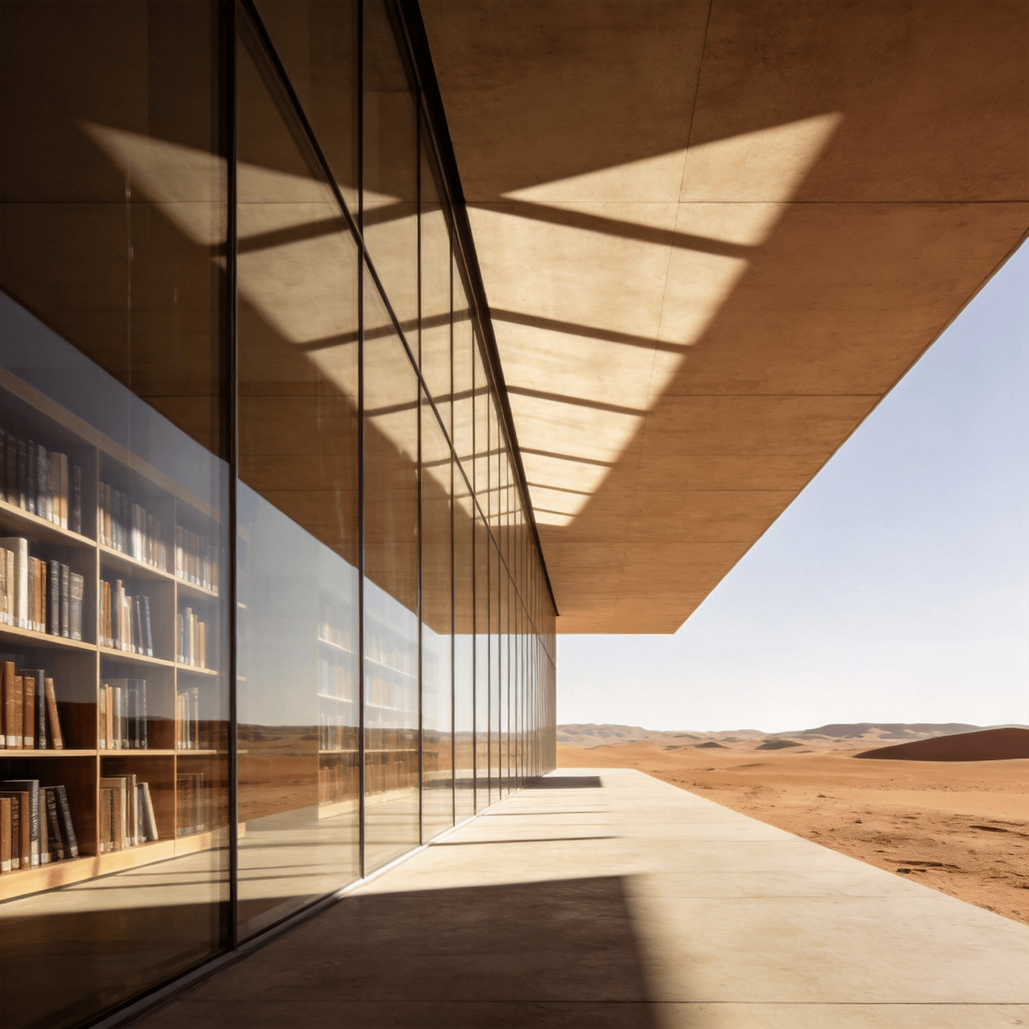 Library with Glass Curtain Wall — Desert Plain