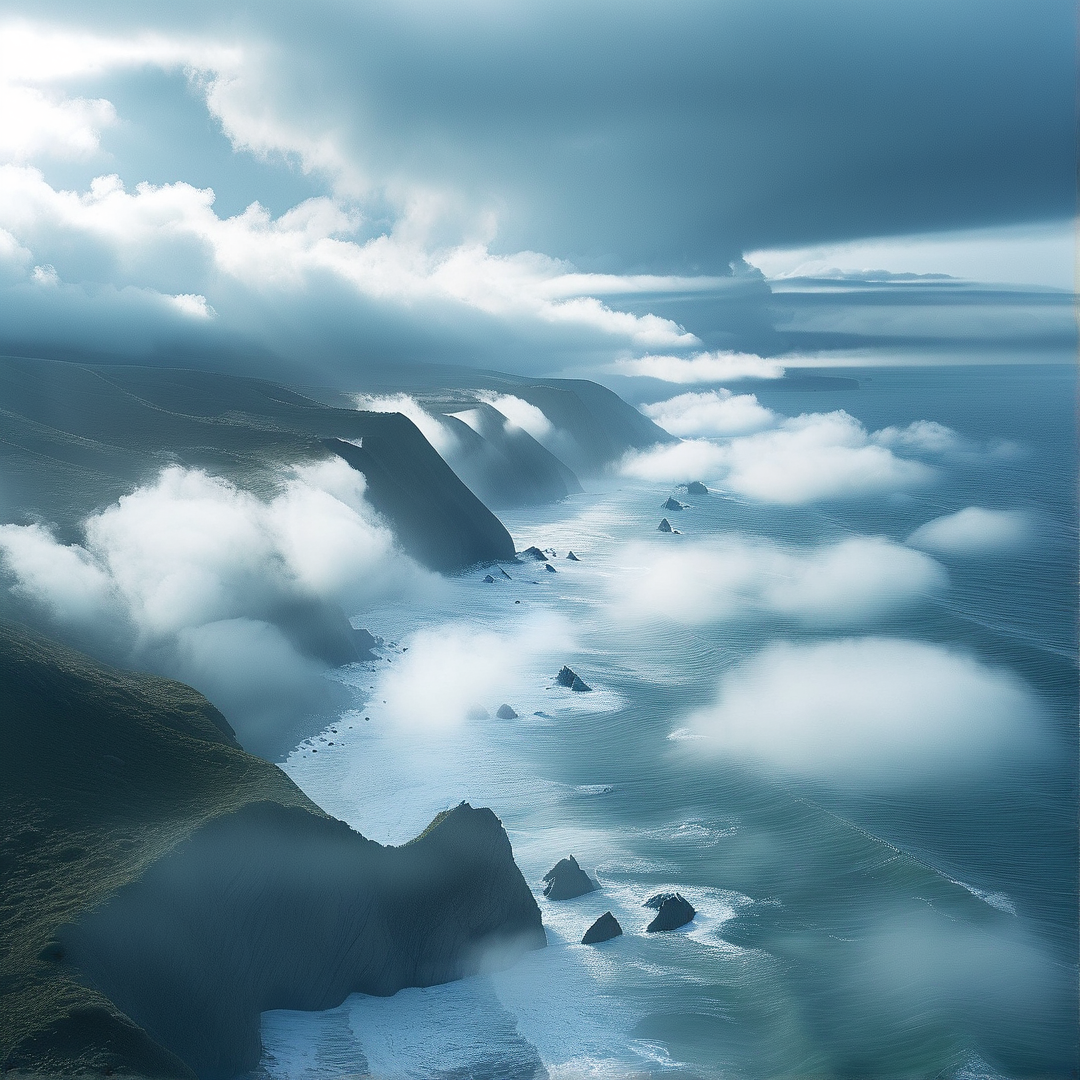 Misty Coastal Cliffs