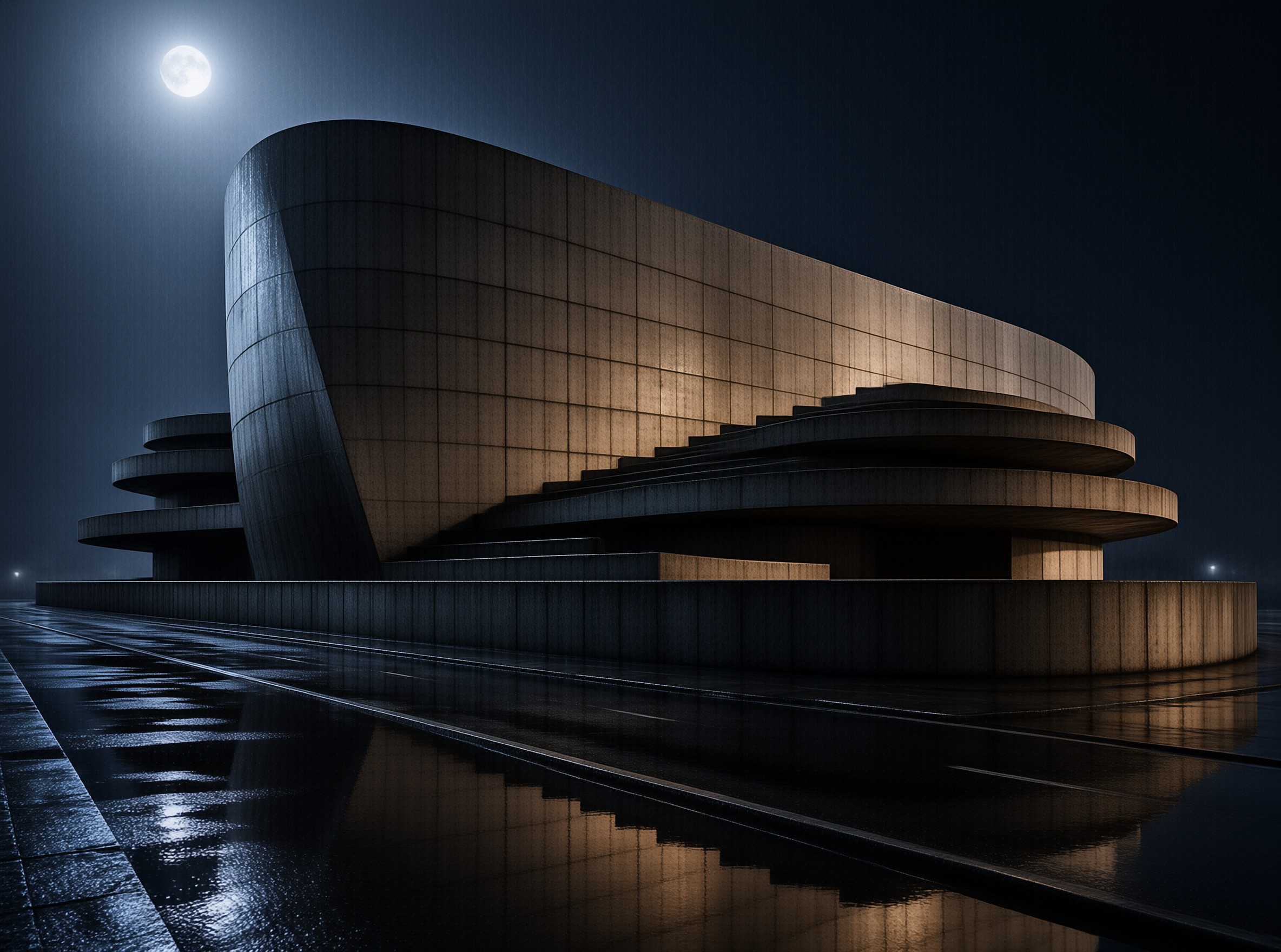 Moonlit Modern Architecture