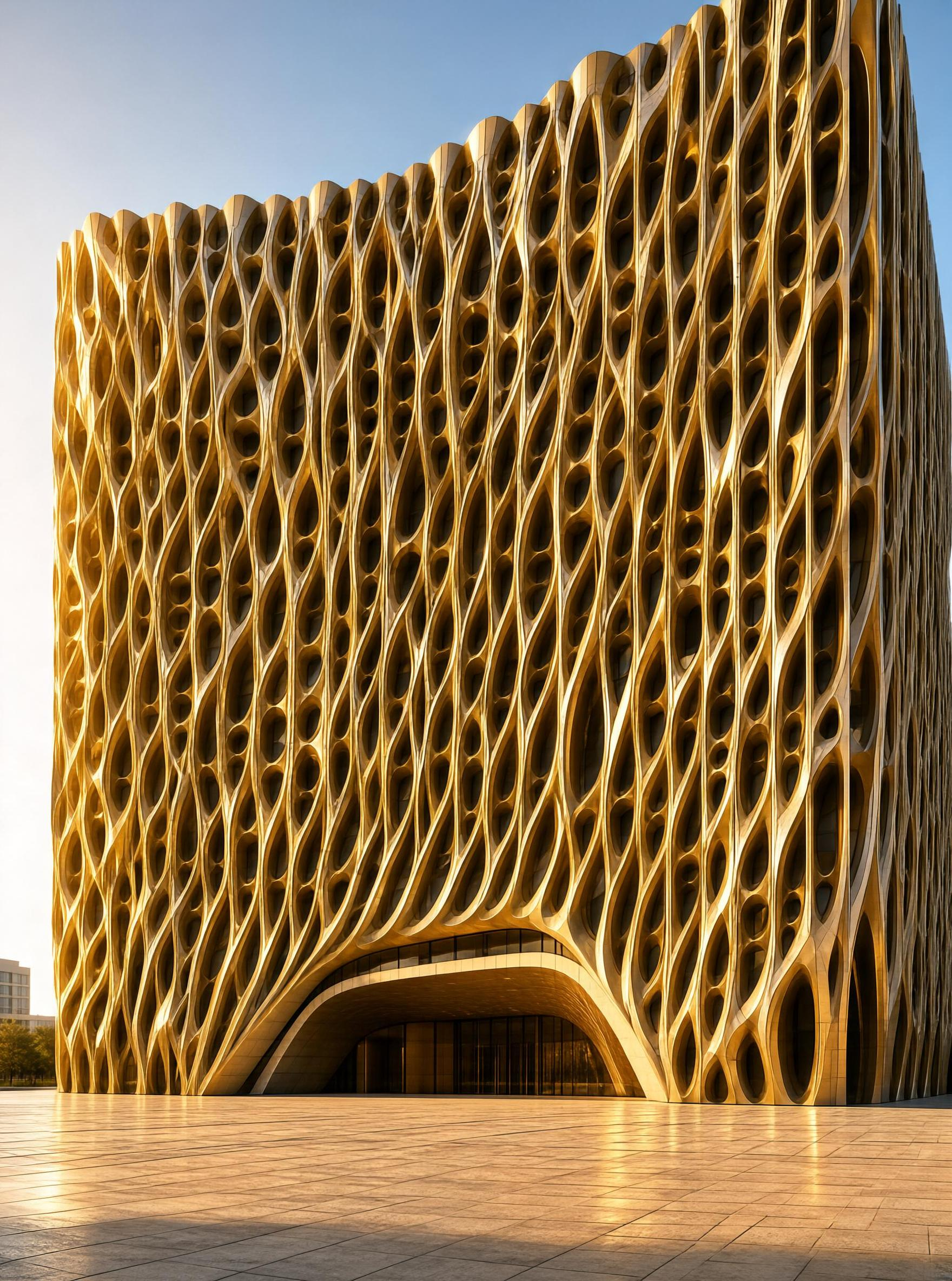 Golden Perforated Building