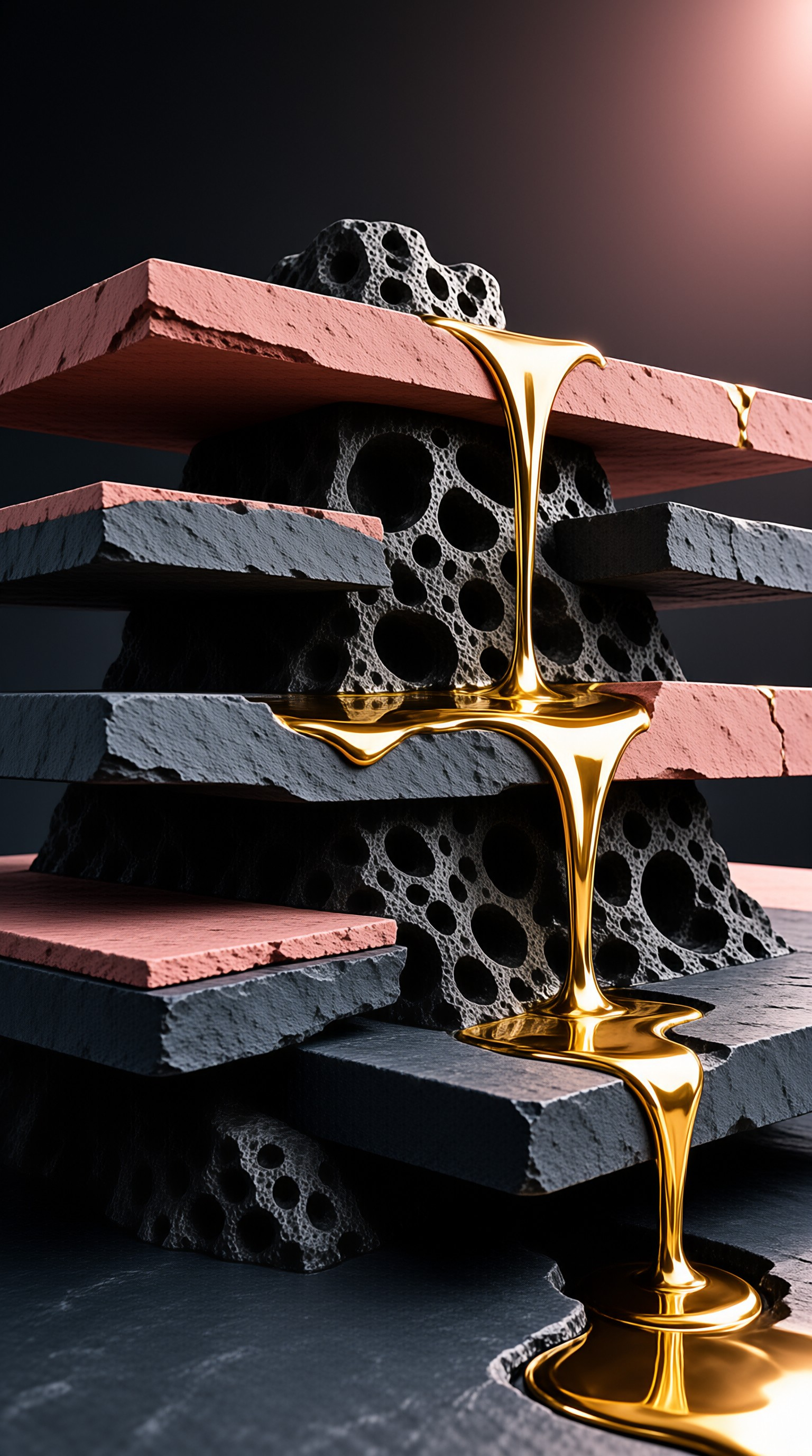 Gold Flowing Down Rock Stack