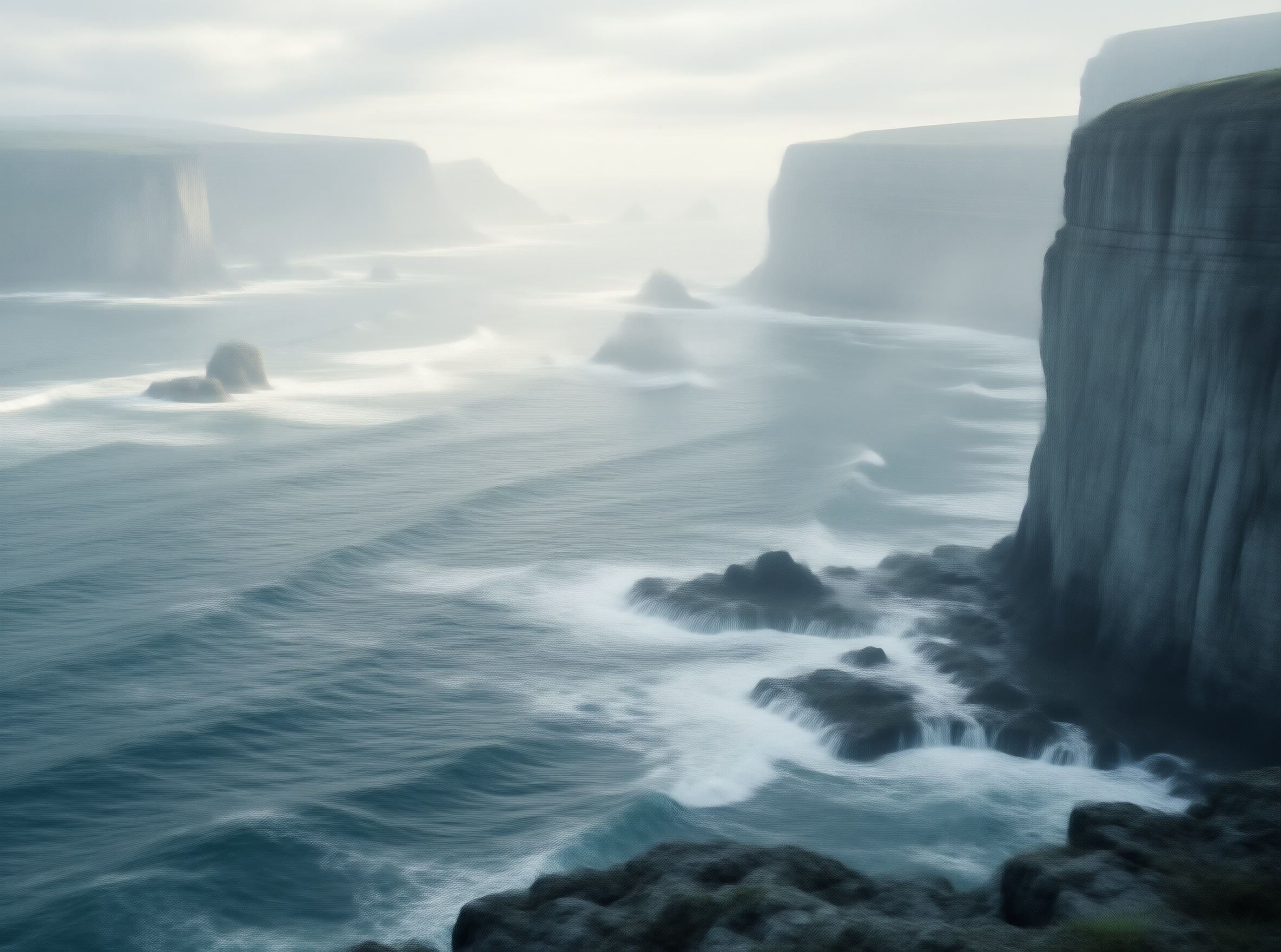 Misty Coastal Cliffs