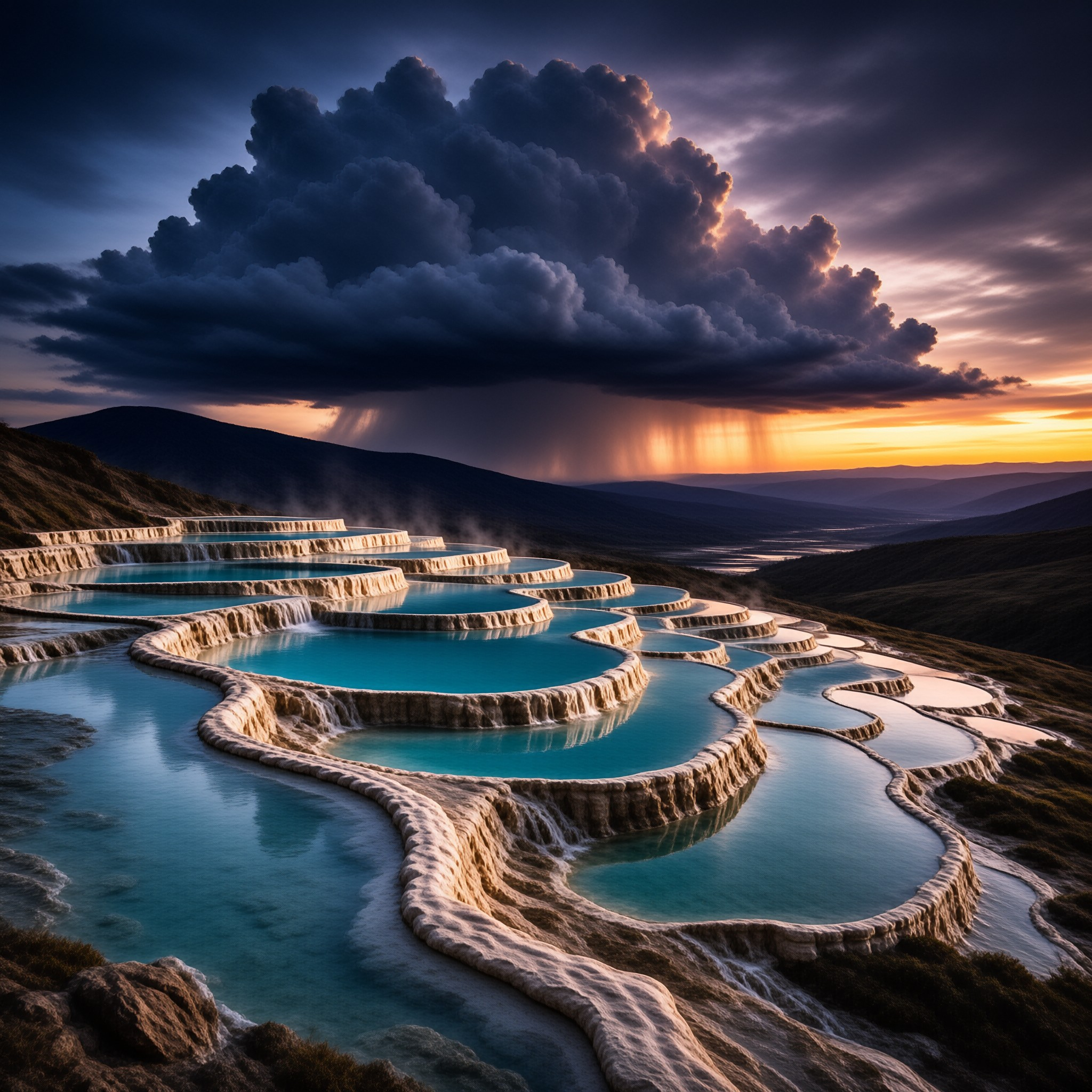 Turquoise Terraces at Sunset