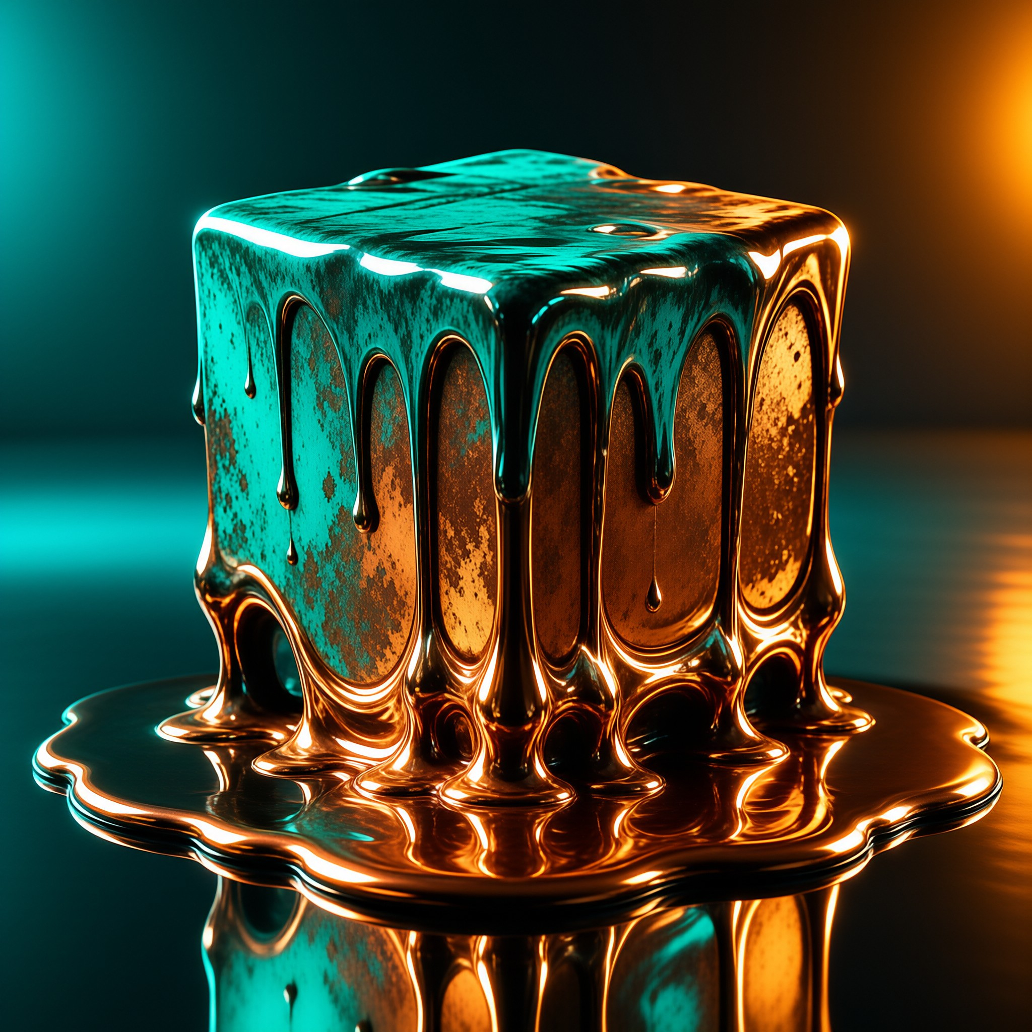 Melting Metallic Cube