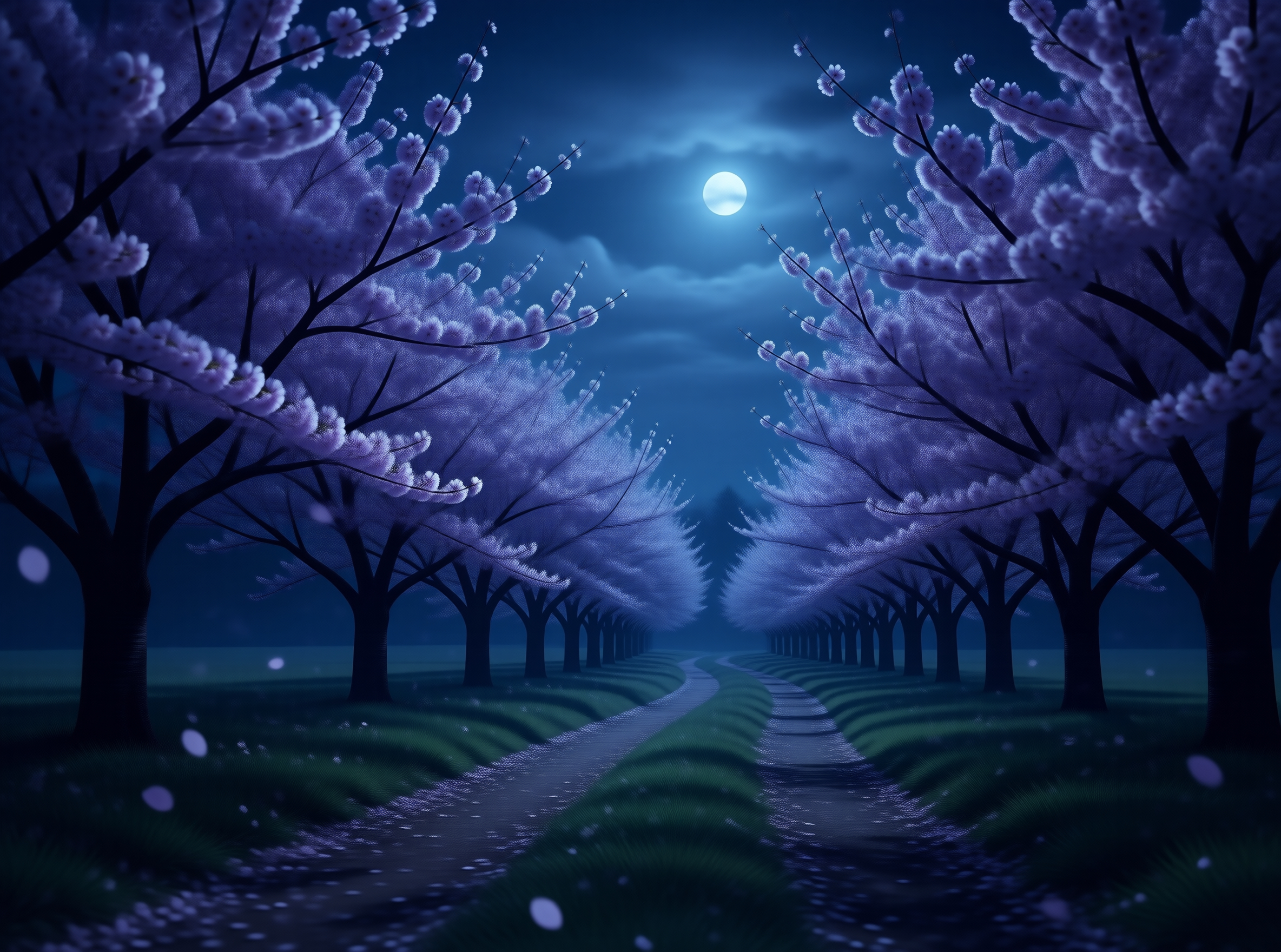Moonlit Cherry Blossom Path