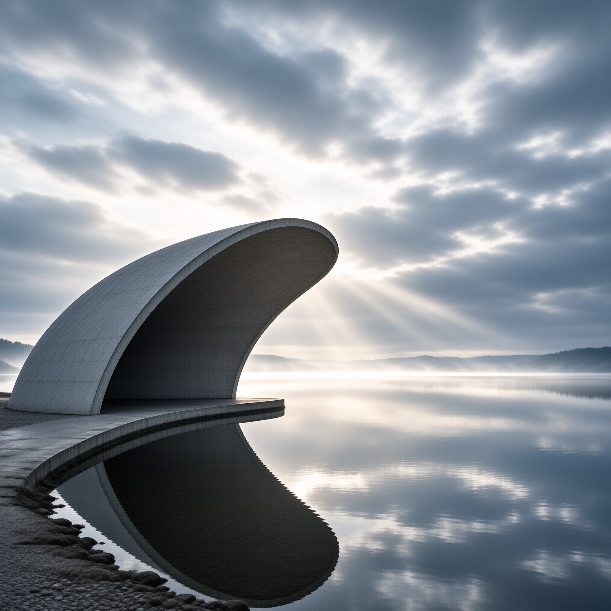 Curved Pavilion at Sunrise