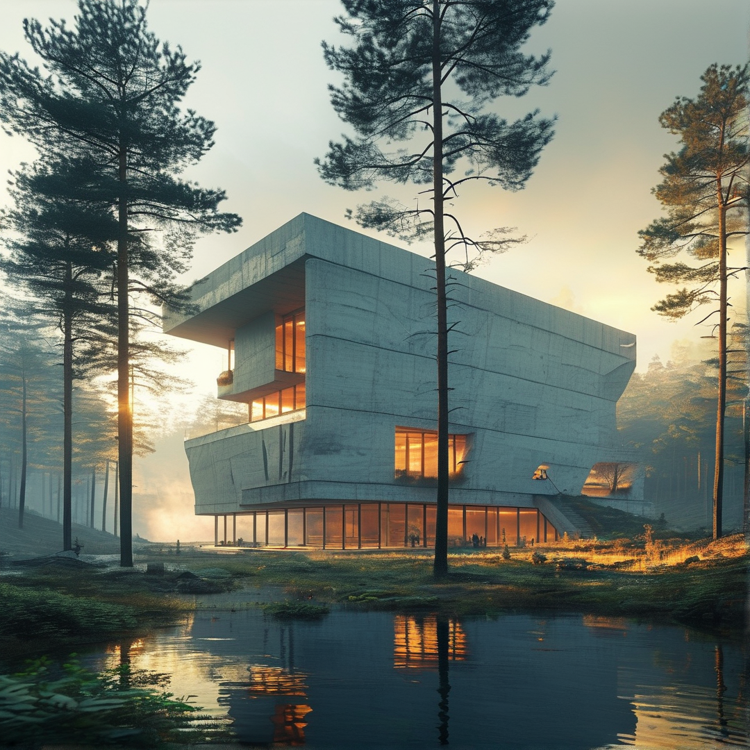 Brutalist Villa in Forest