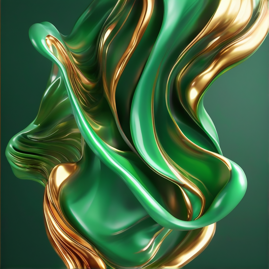 Abstract Green Gold Flow