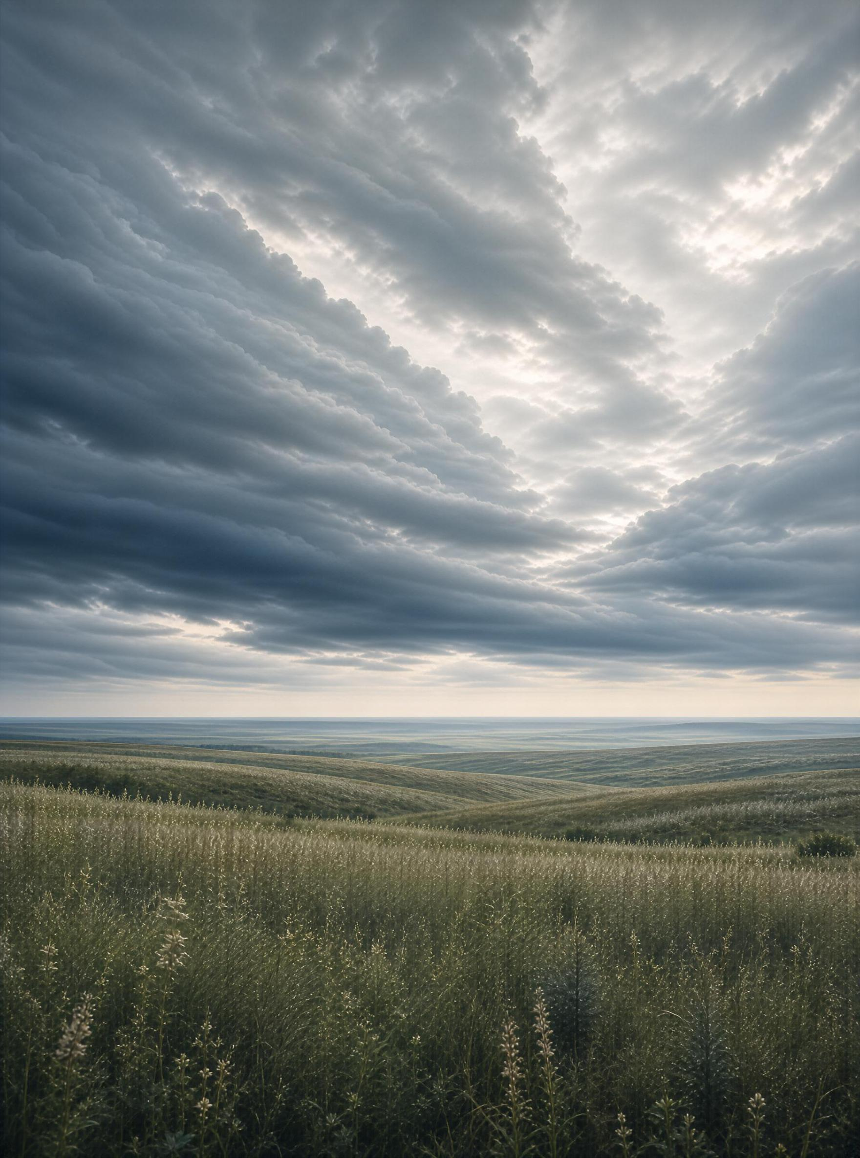 Vast Prairie Under Cloudy Sky