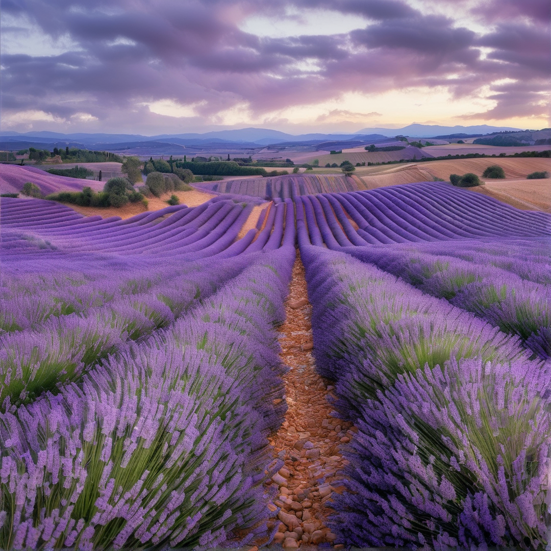 Lavender Fields at Dusk