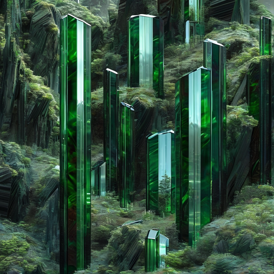Fantasy Green Crystal Landscape