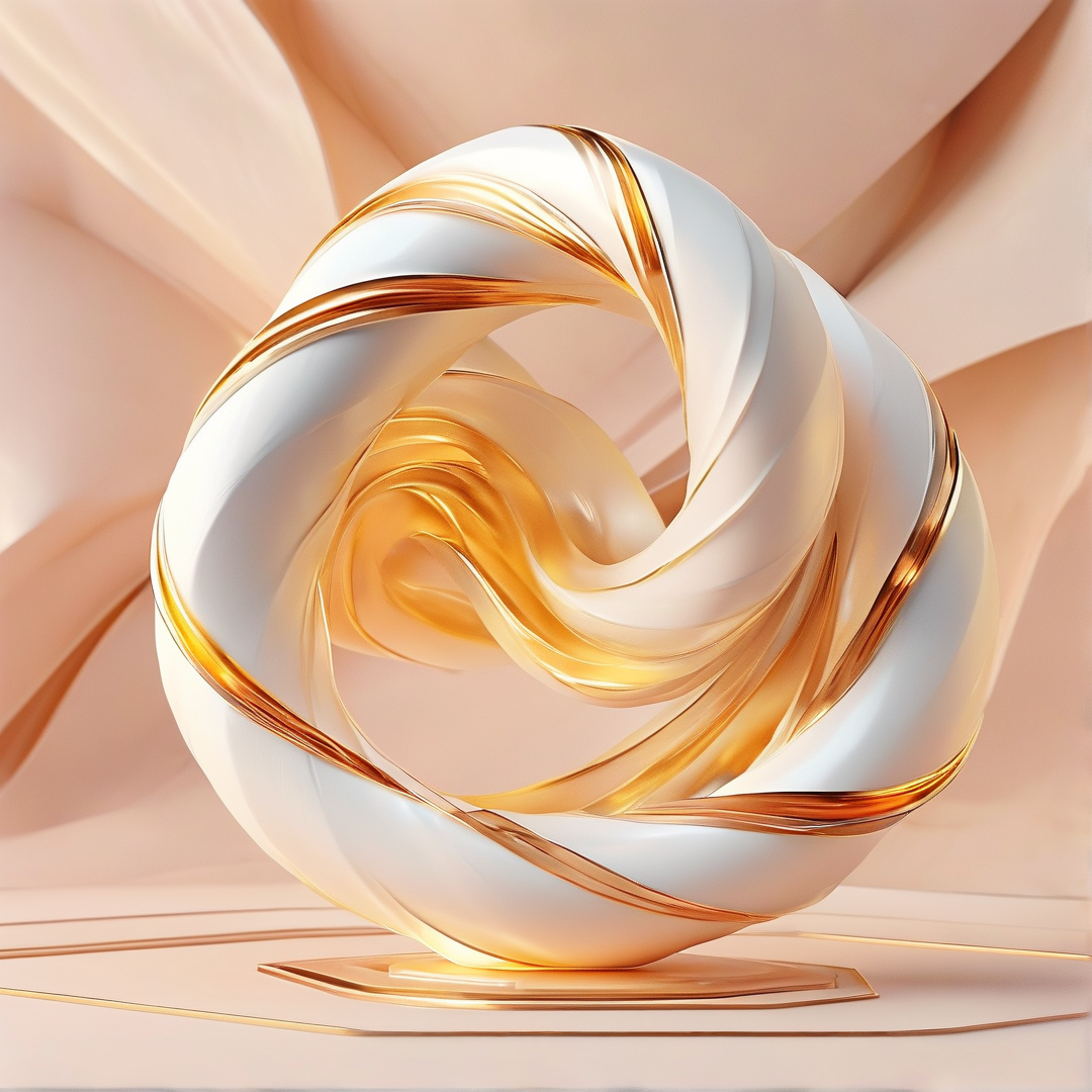 Ceramic Ribbon Sphere — Gold Accent Study