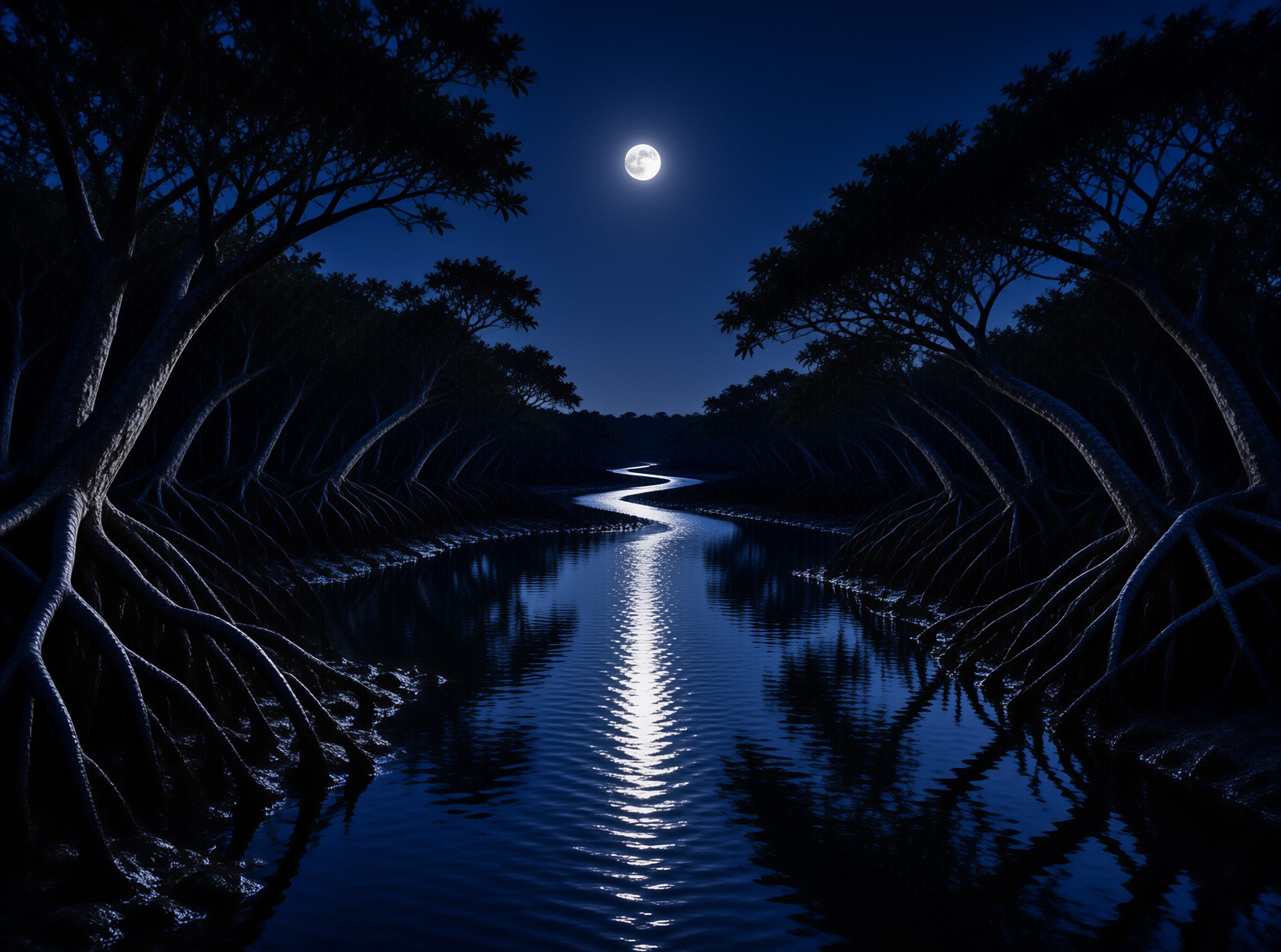 Moonlit River Scene