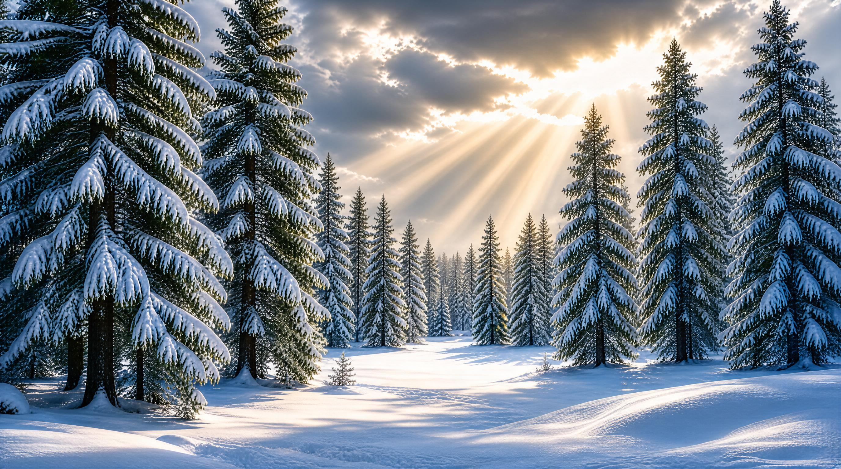 Snowy Forest with Sunlight