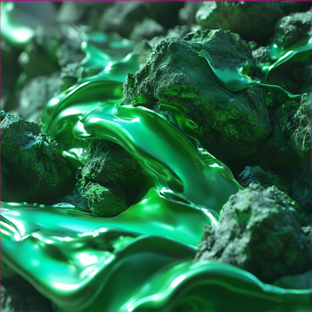 Green Slime on Mossy Rocks