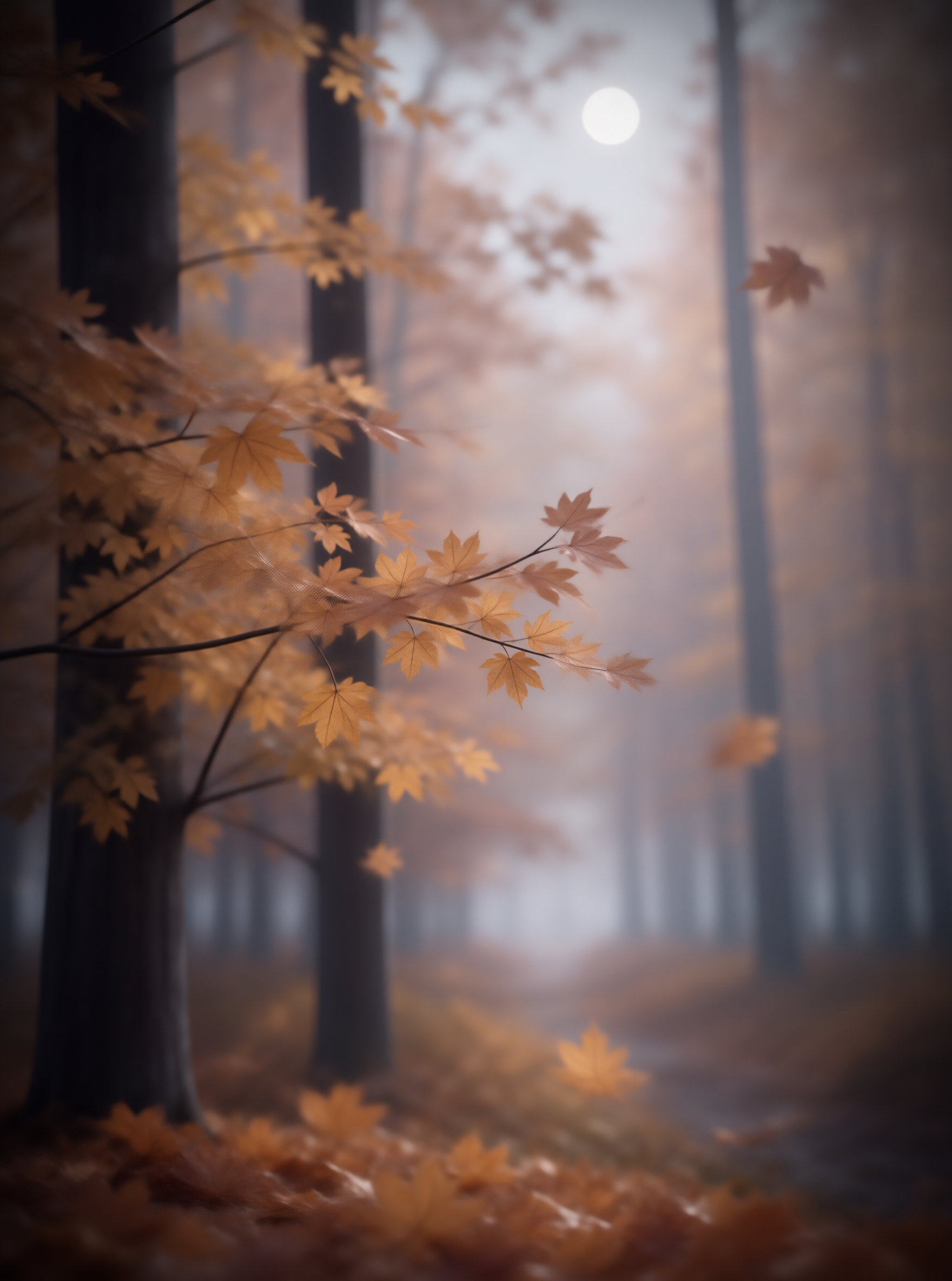 Autumn Forest with Moon