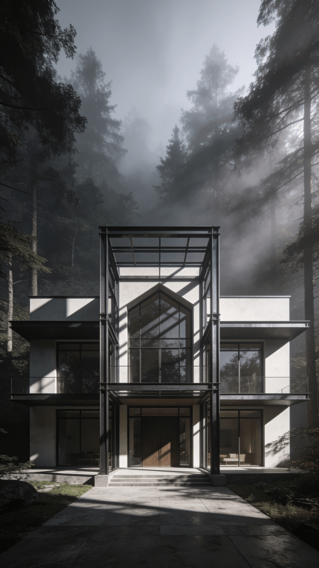 Villa with Steel Frame — Misty Forest