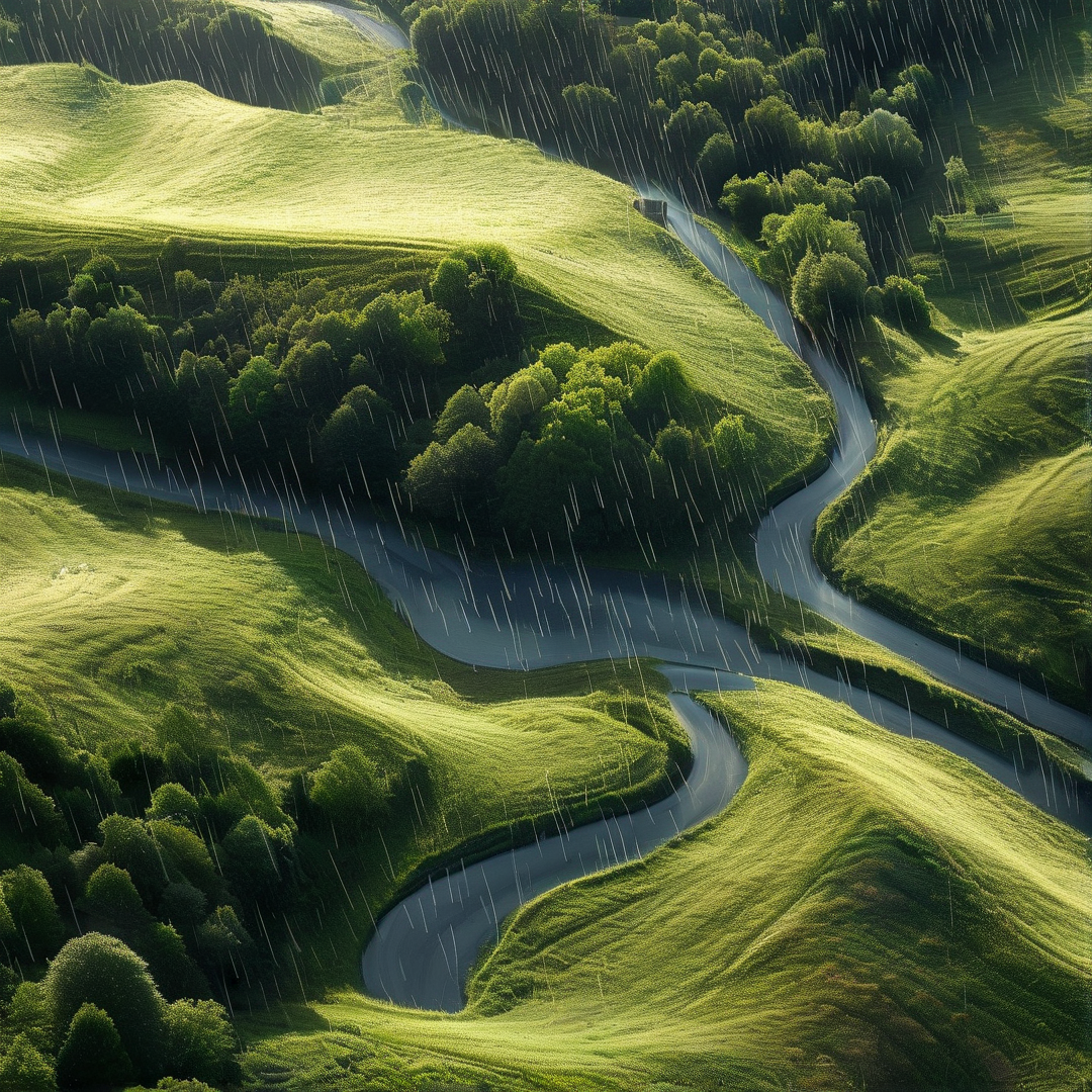 Winding Road in the Rain