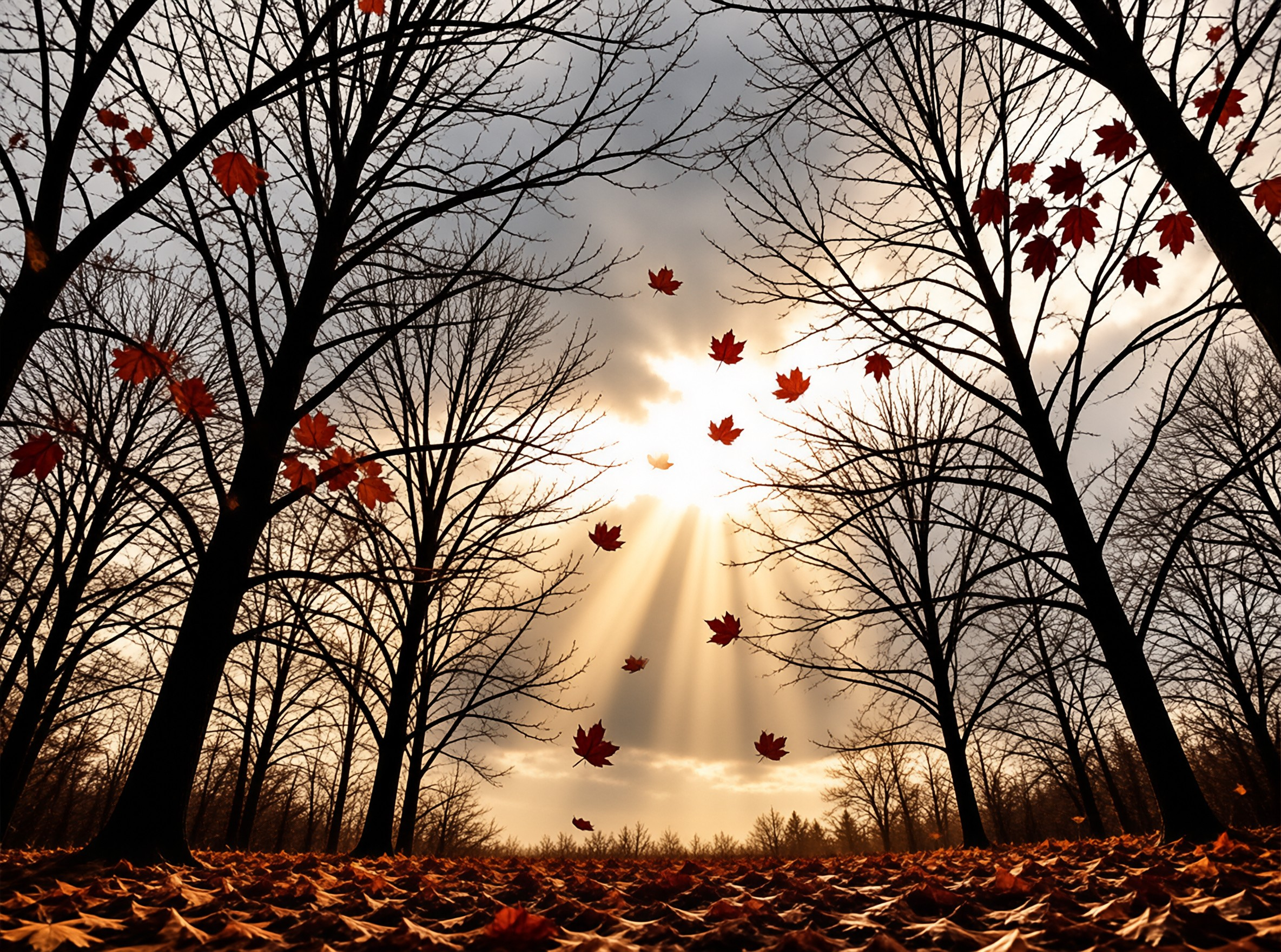 Sunlit Autumn Forest