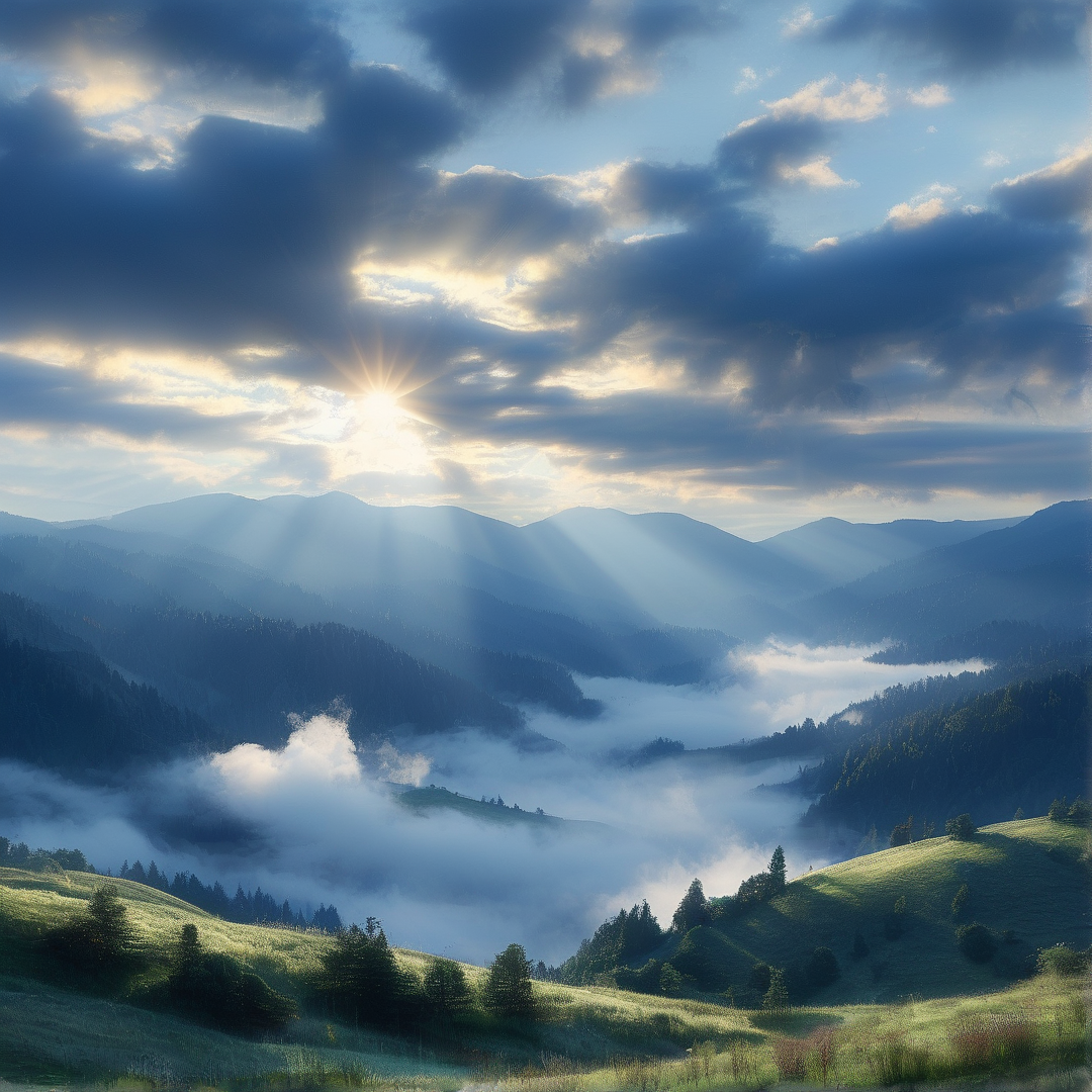 Sunlight Over Mountain Valley